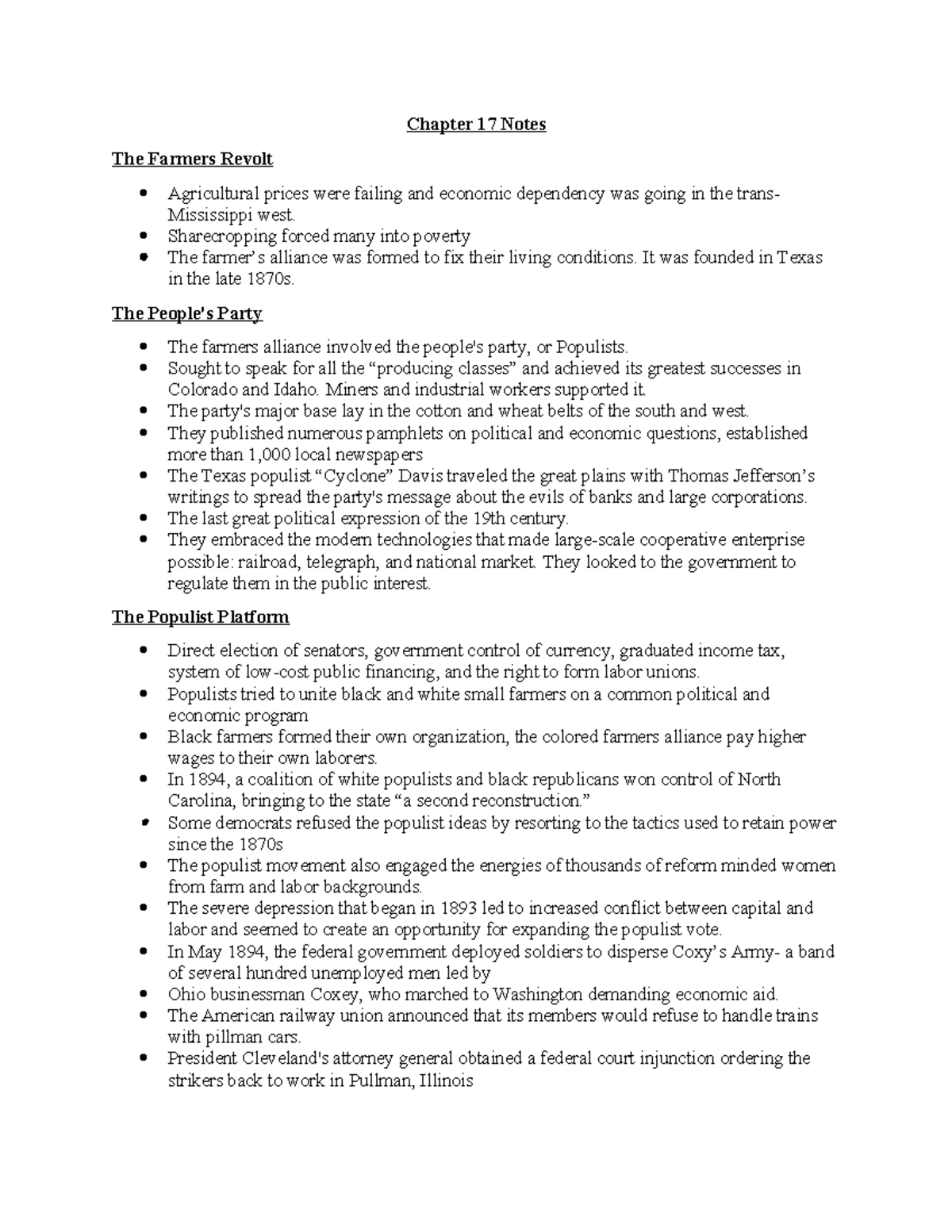Chapter 17 Notes - ... - Chapter 17 Notes The Farmers Revolt ...