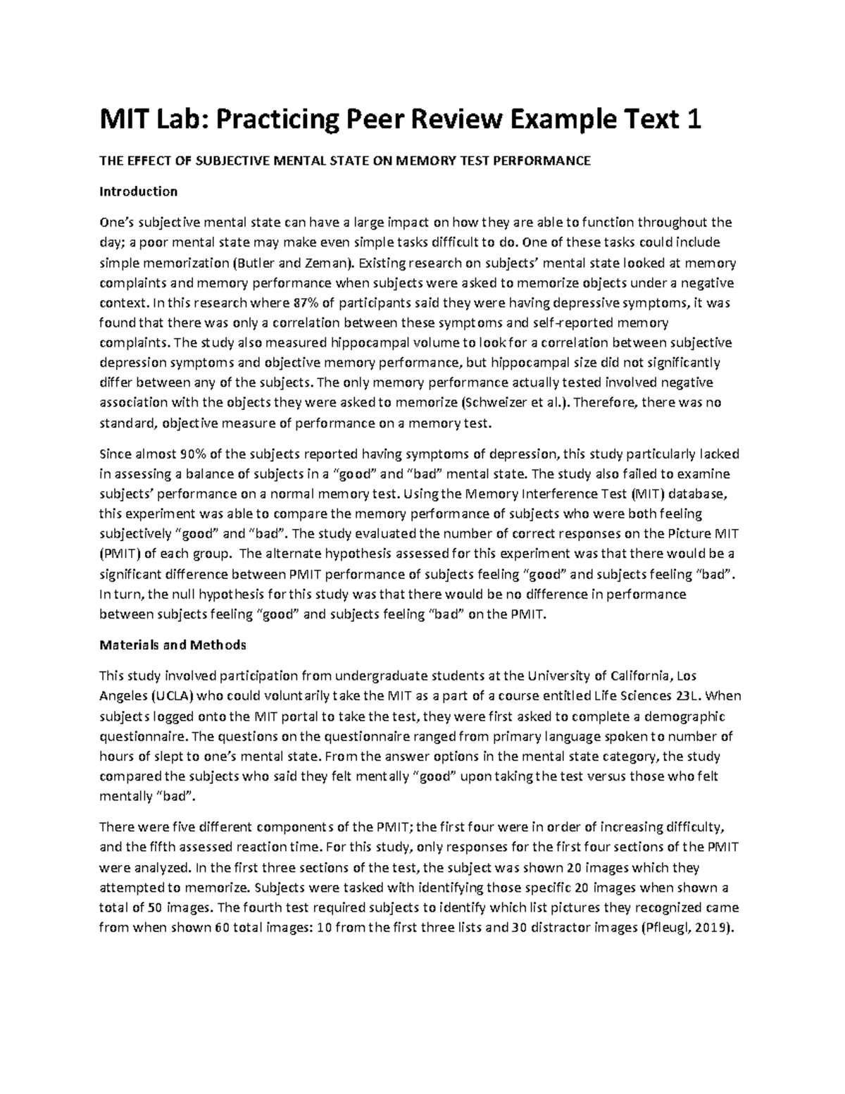 MIT Practicing Peer Review Text 1 LS23L MIT Lab Practicing Peer