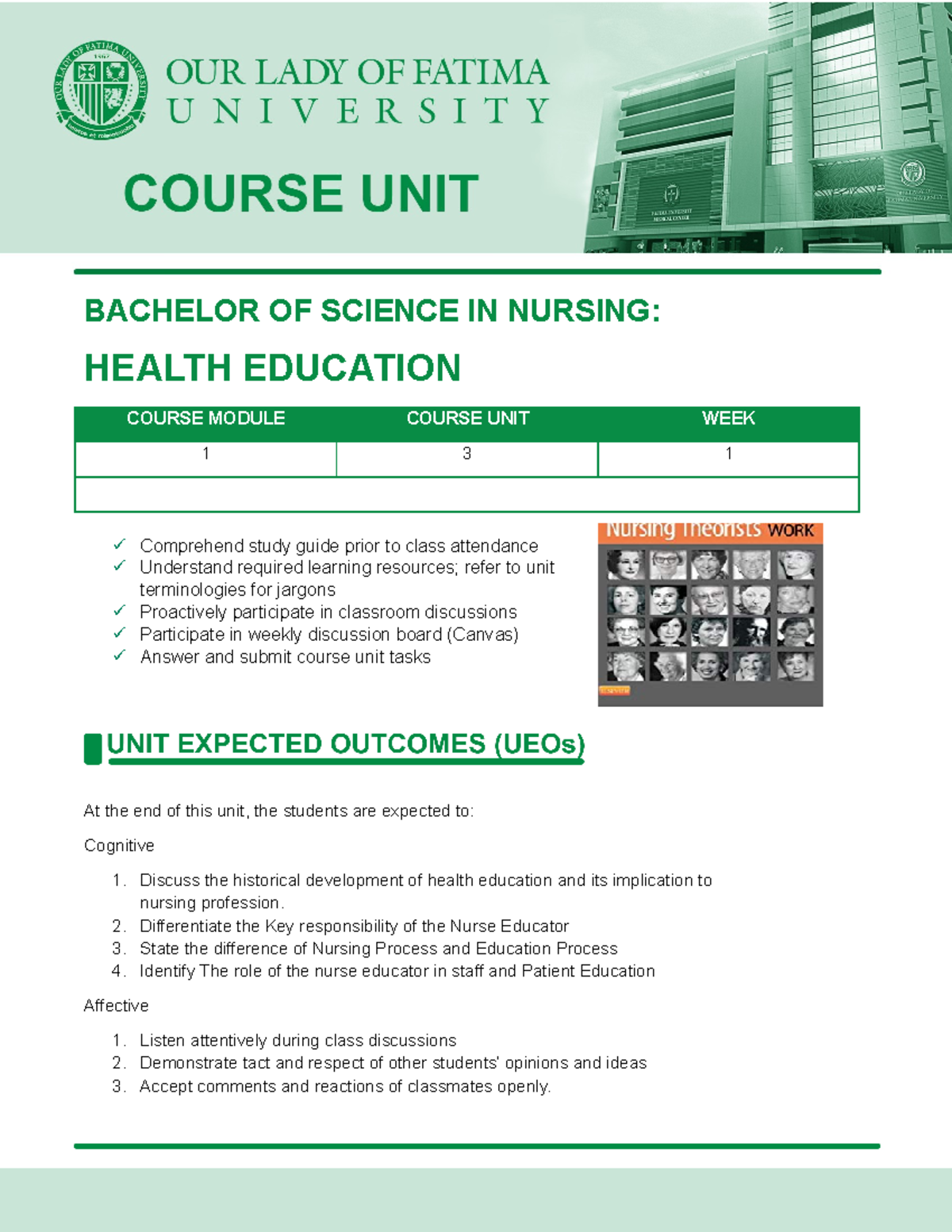 WEEK 1 HE - Documents - BACHELOR OF SCIENCE IN NURSING: HEALTH ...