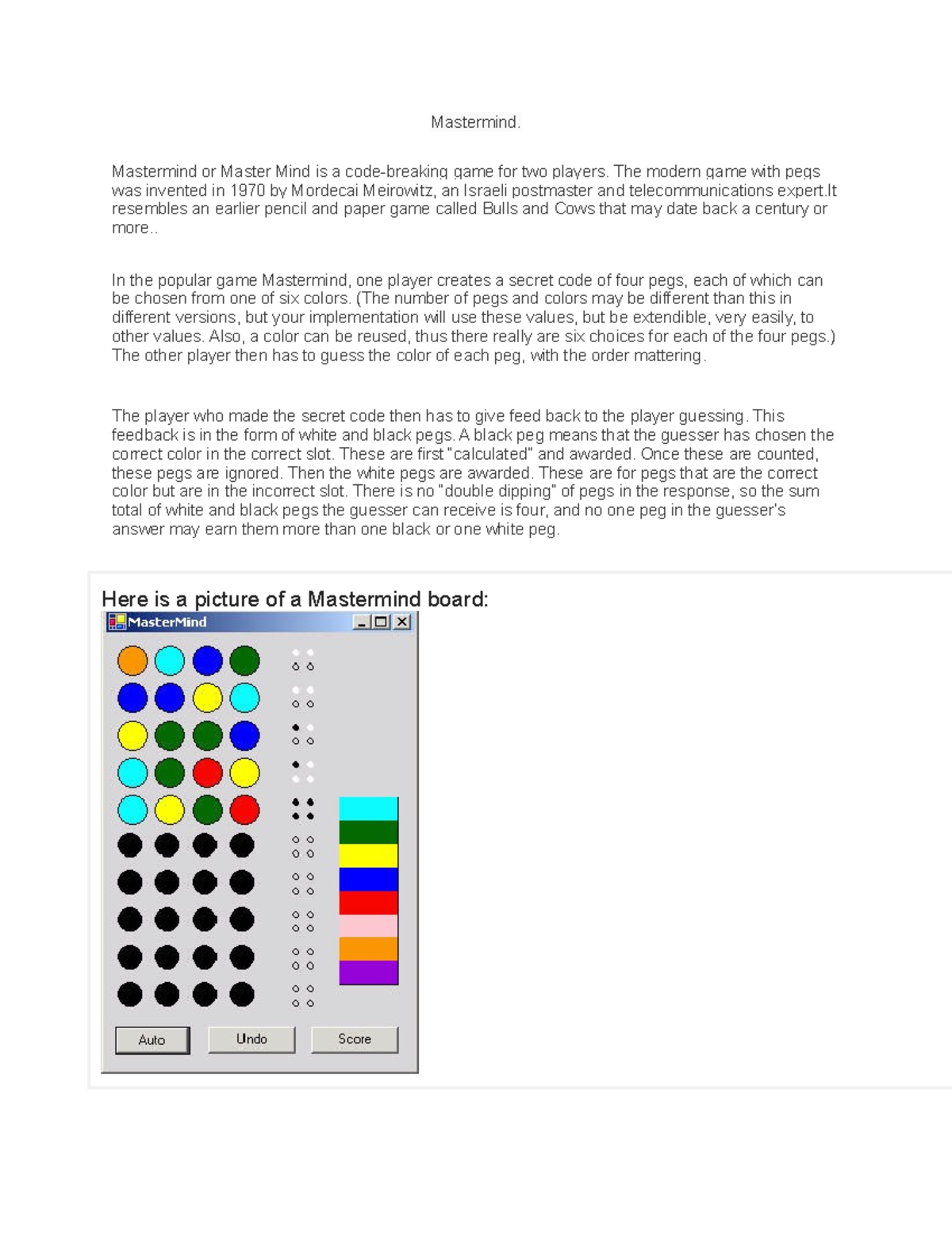 Mastermind - sdagdsg - Mastermind. Mastermind or Master Mind is a code ...