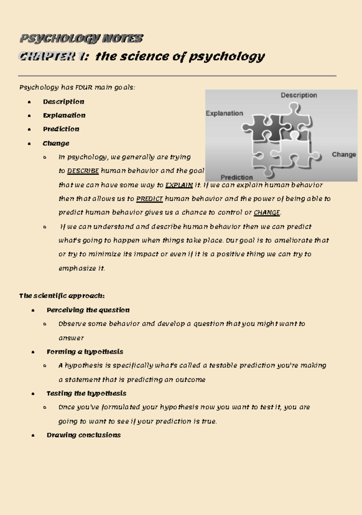 Chapter 1 - PSYCHOLOGY NOTES CHAPTER 1: The Science Of Psychology ...