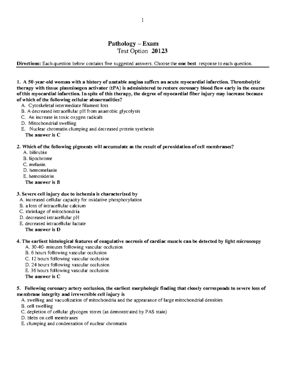 3 - finals - Pathology – Exam Test Option 20123 Directions: Each ...