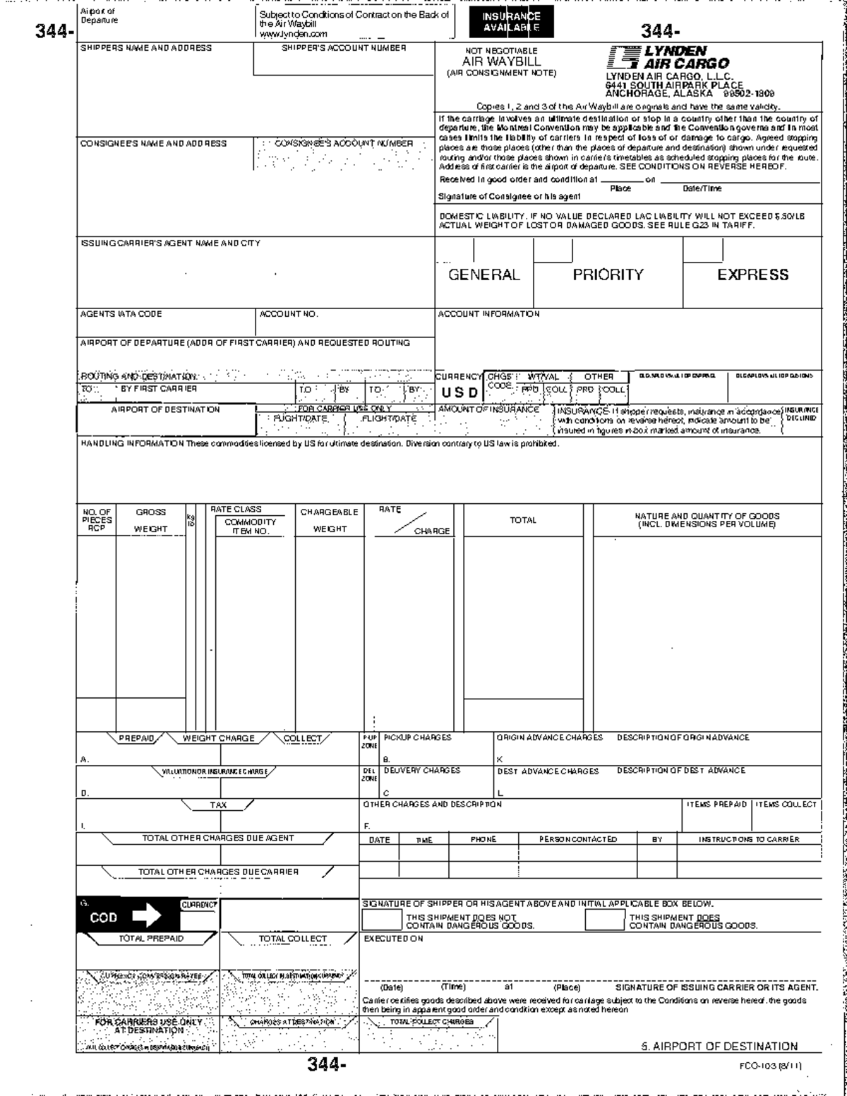 Lac-air-waybill - air-waybill - 344- Airport of I Subject to Conditions ...