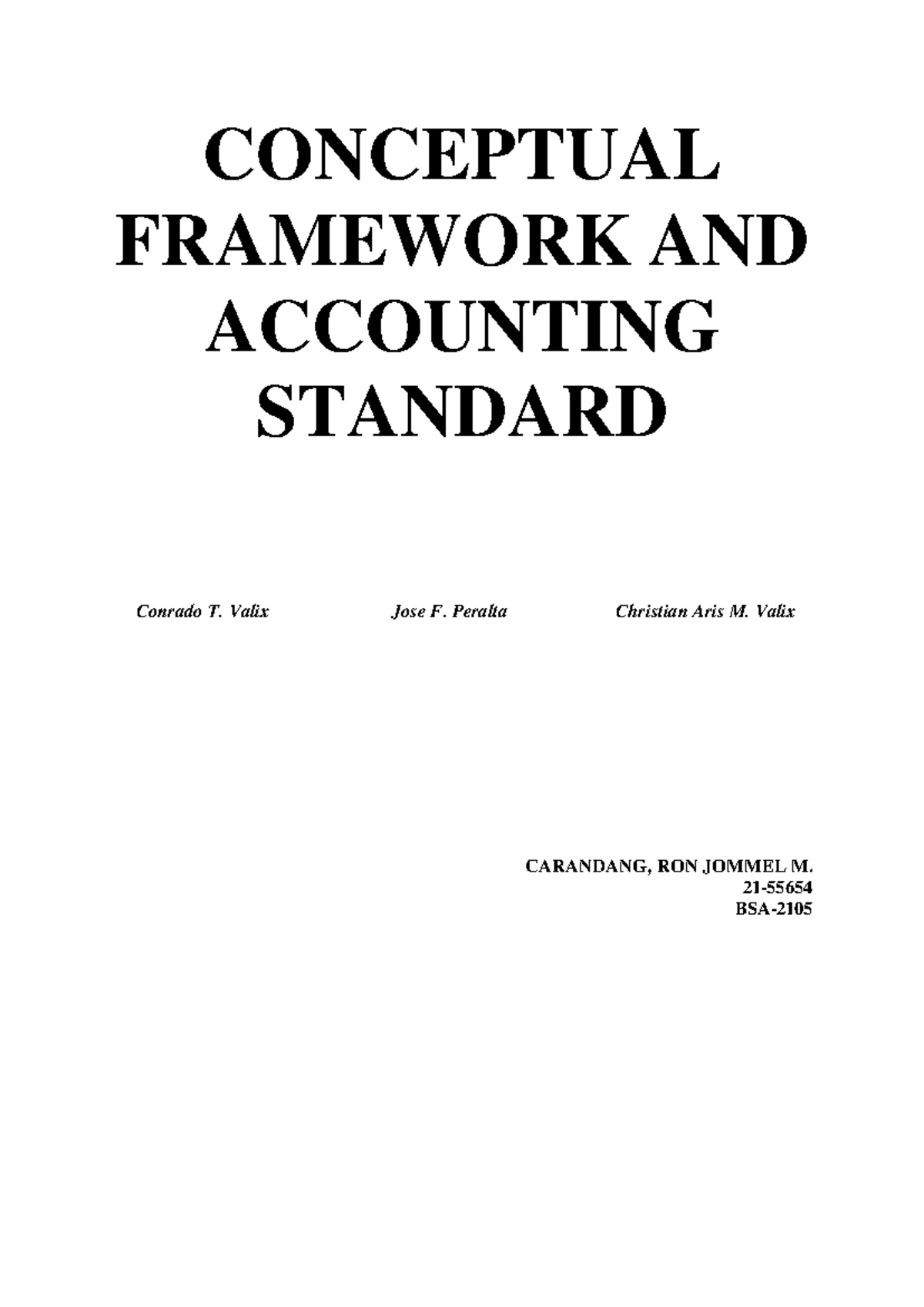 BSA 2105 Carandang CFAS Sem Project - CONCEPTUAL FRAMEWORK AND ...
