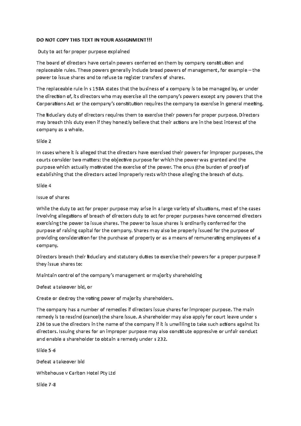Proper+purpose+duty+explained+-+Transcript - DO NOT COPY THIS TEXT IN ...