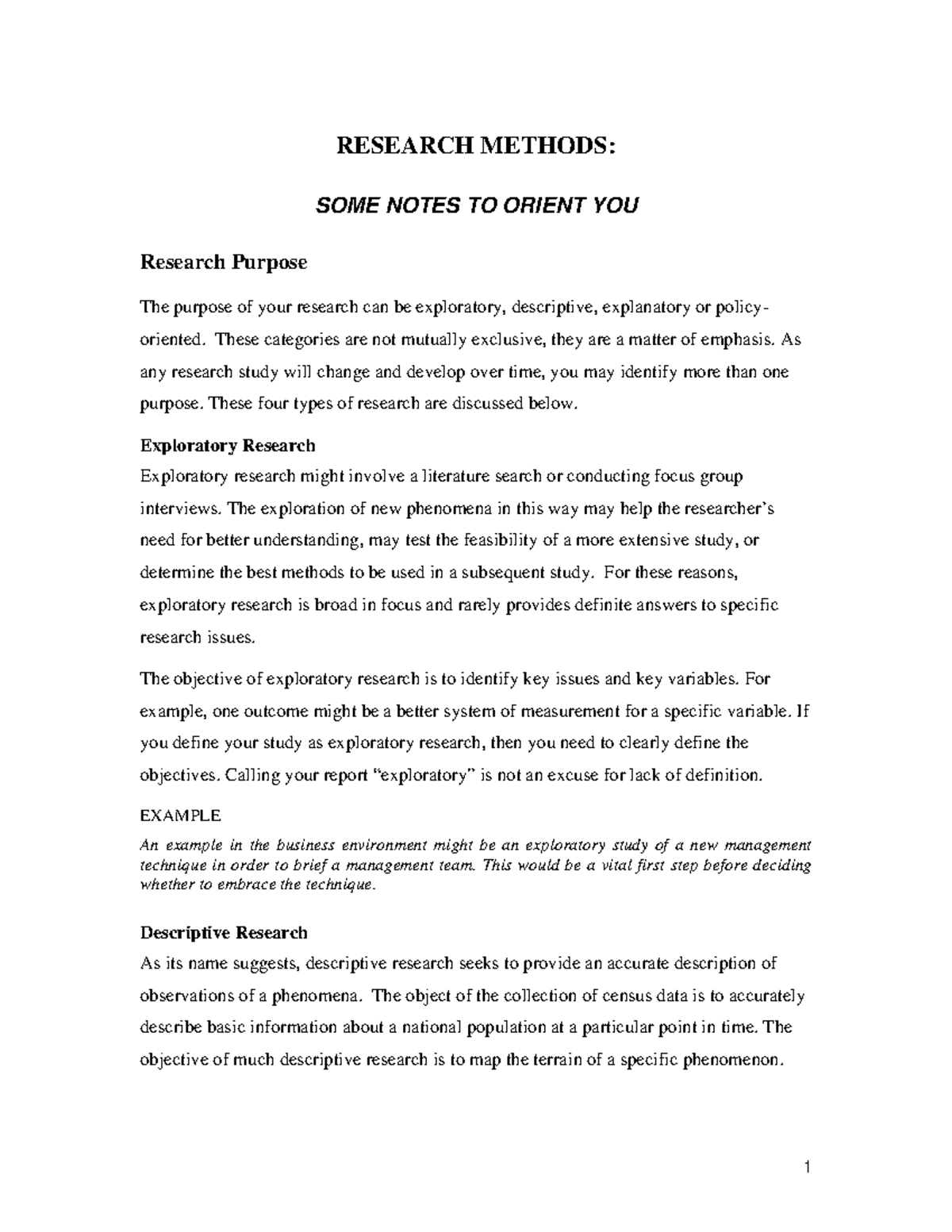 Research Methods Some Notes - RESEARCH METHODS: SOME NOTES TO ORIENT ...