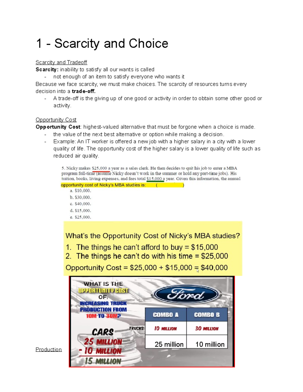 Chapter 1 - Scarcity and Choice - 1 - Scarcity and Choice Scarcity and ...