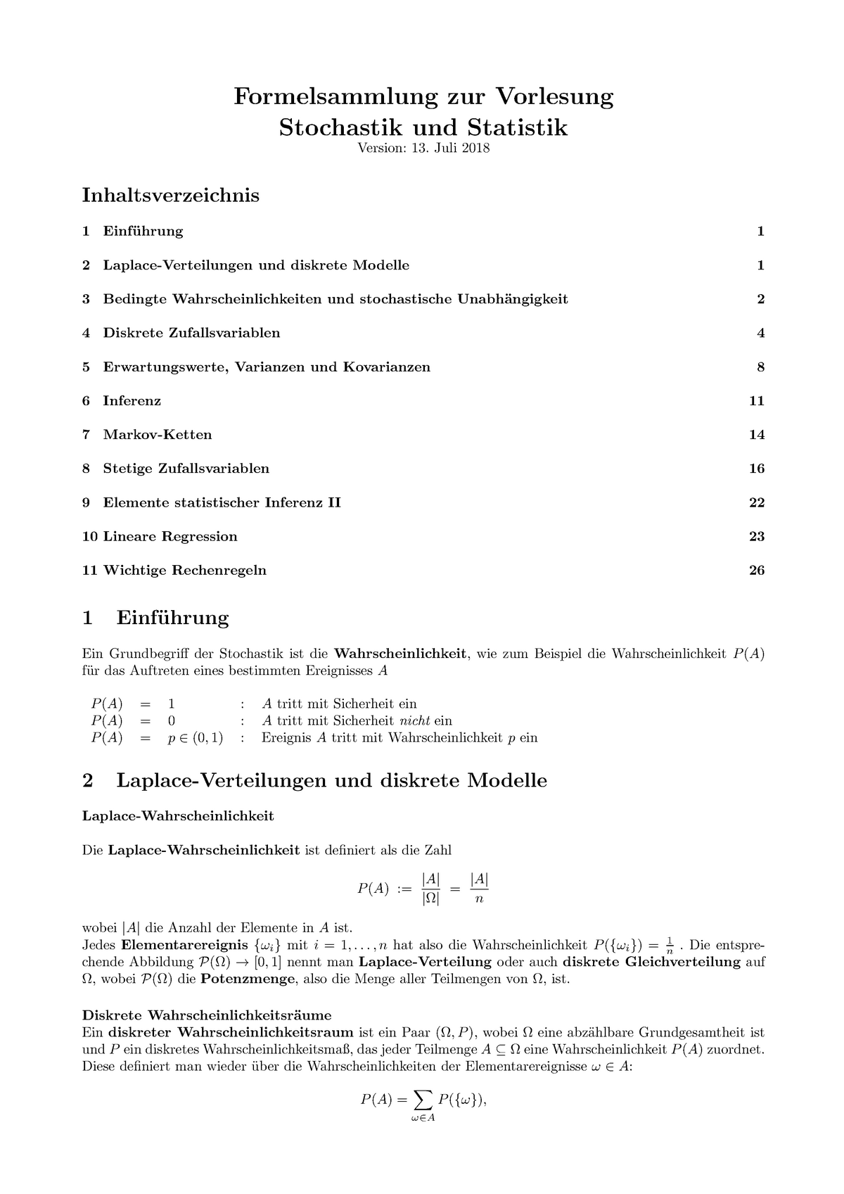 Formelsammlung Statistik Und Stochastik - Formelsammlung Zur Vorlesung ...