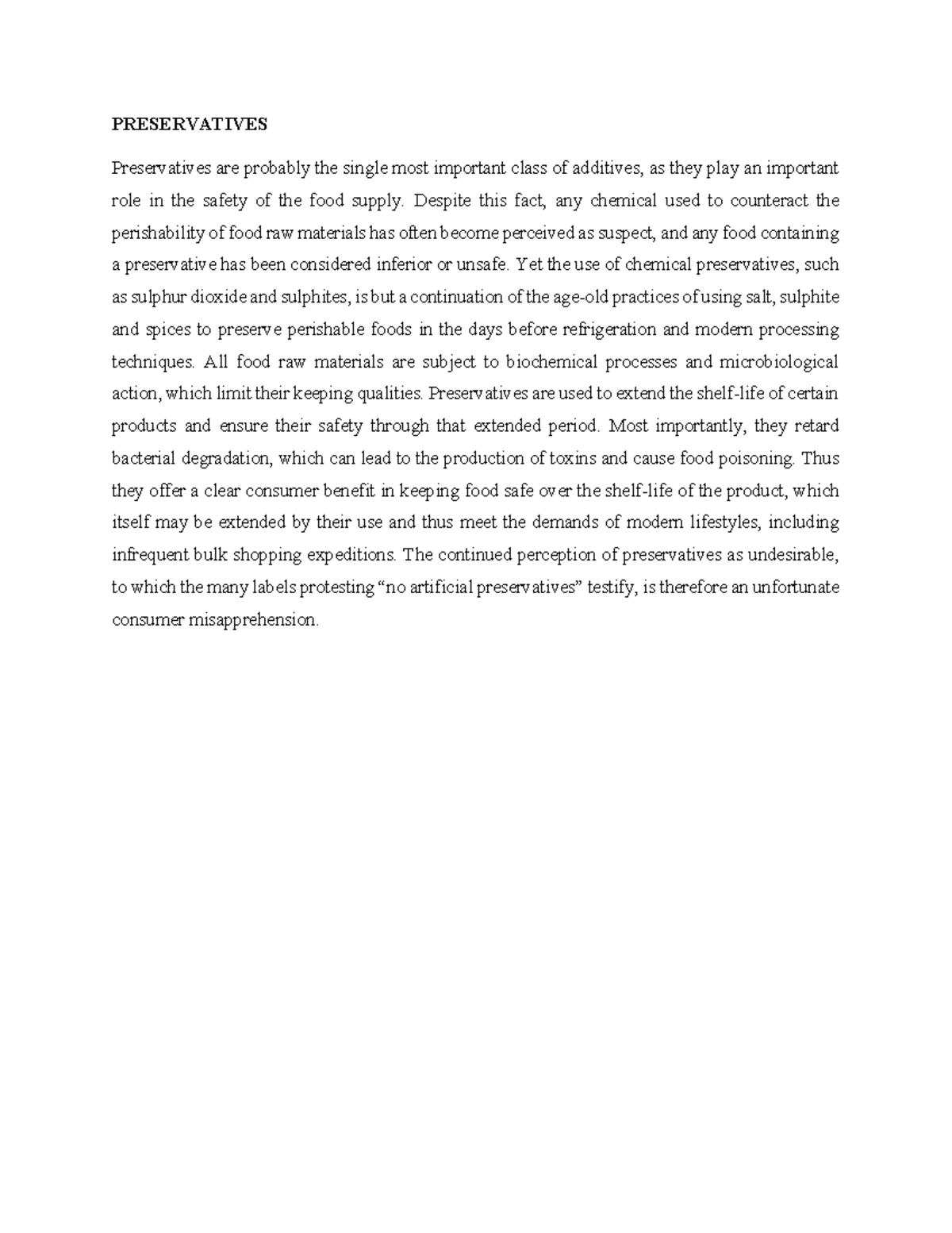 2 - its lecture notes - PRESERVATIVES Preservatives are probably the ...