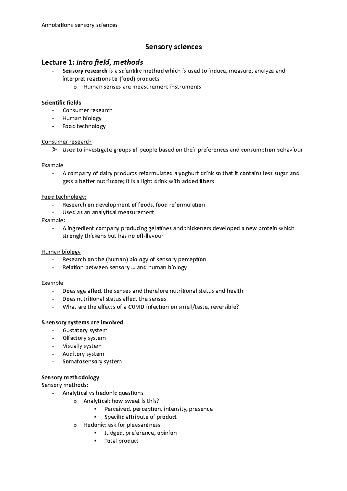 Annotations Sensory Sciences - Annotations Sensory Sciences Sensory ...