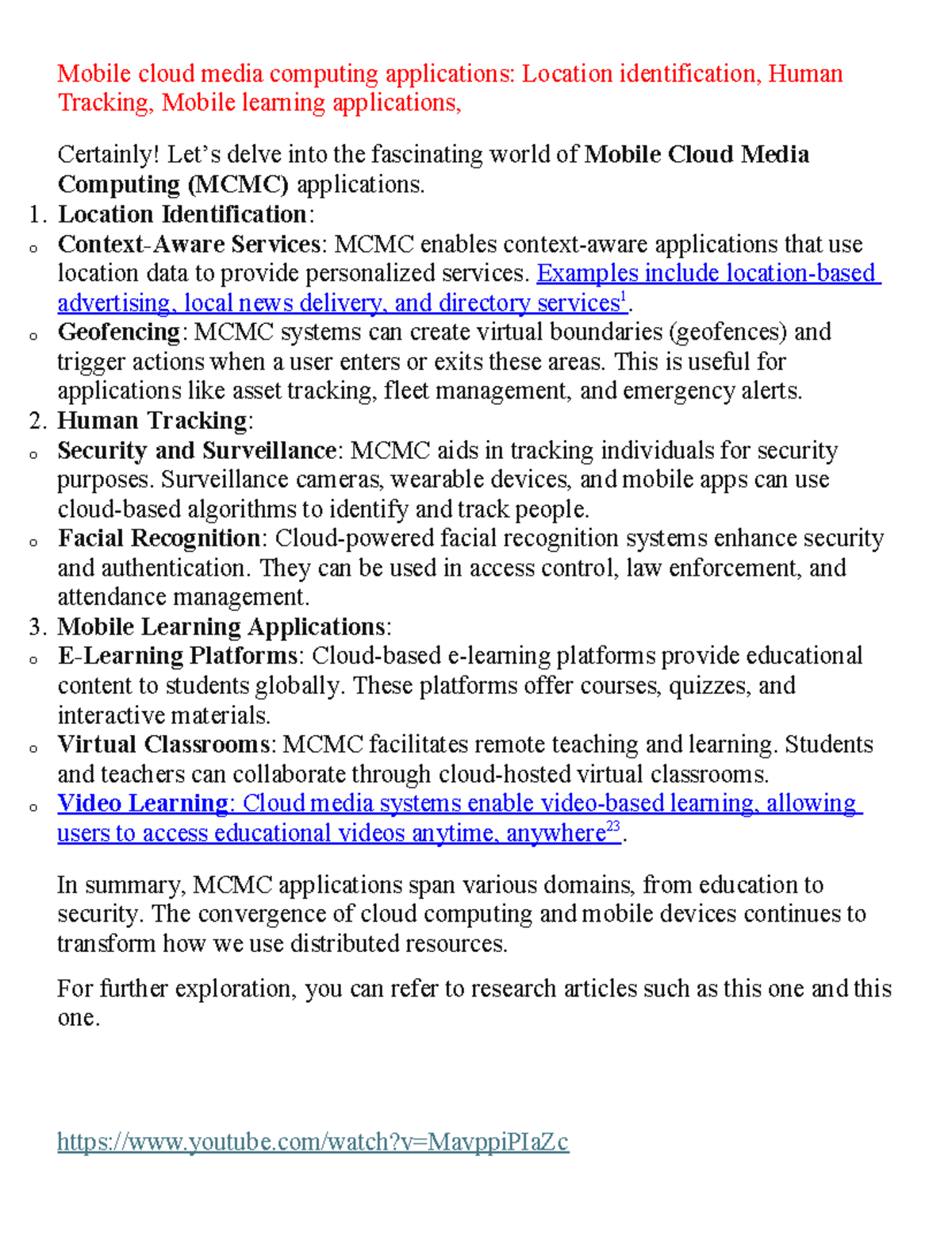 Unit 6 Applications of Mobile cloud computing - Mobile cloud media ...