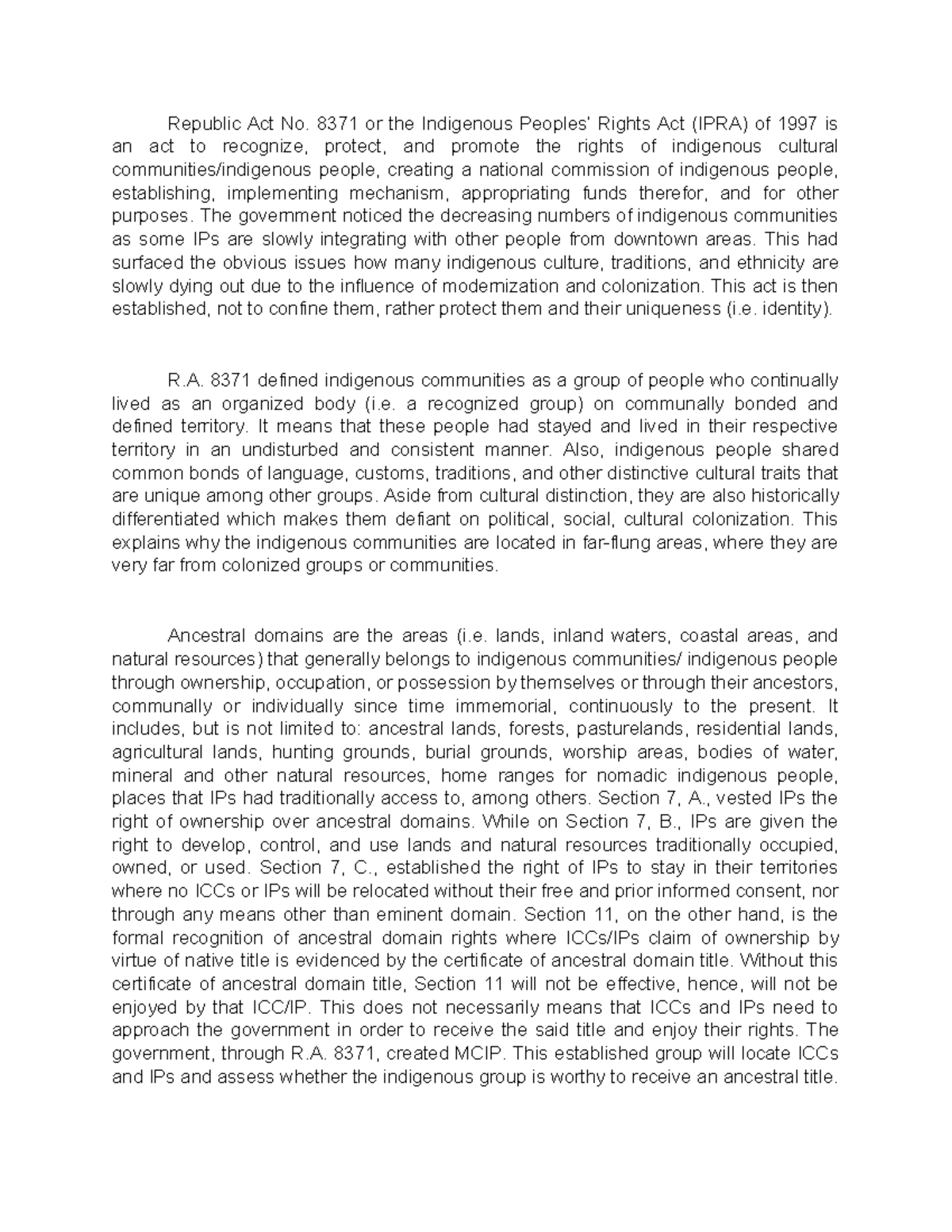 Topic 3. ICC - Republic Act No. 8371 or the Indigenous Peoples’ Rights ...