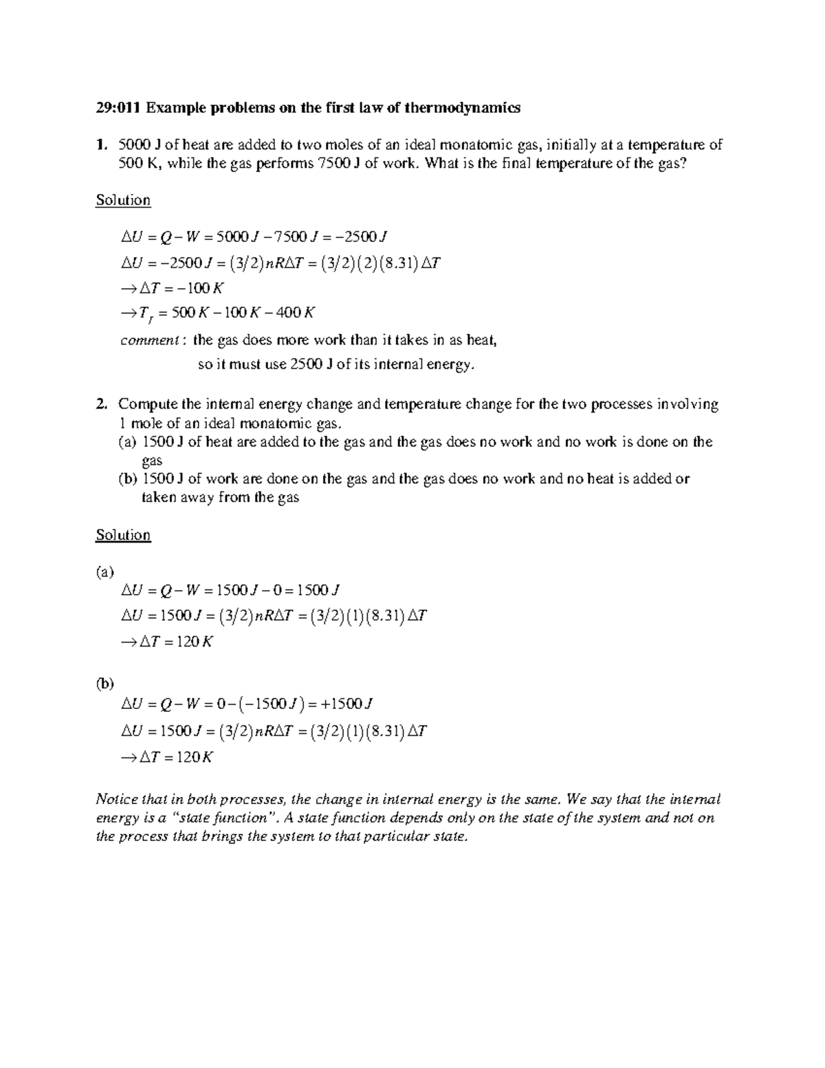 29011 Notes 7.29 Asfdsgrfdhtghgf - 29:011 Example Problems On The First ...