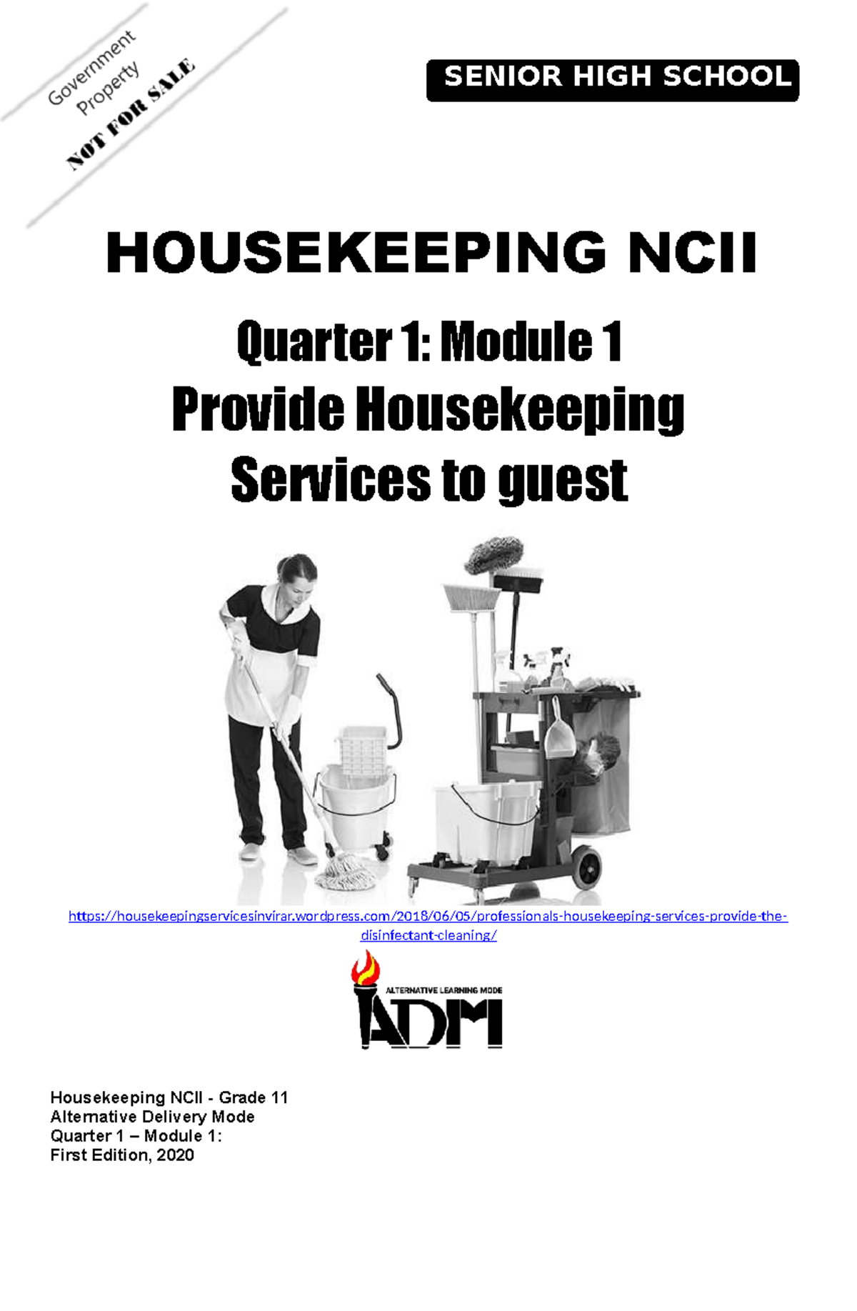 Housekeeping M1 - business - SENIOR HIGH SCHOOL HOUSEKEEPING NCII ...