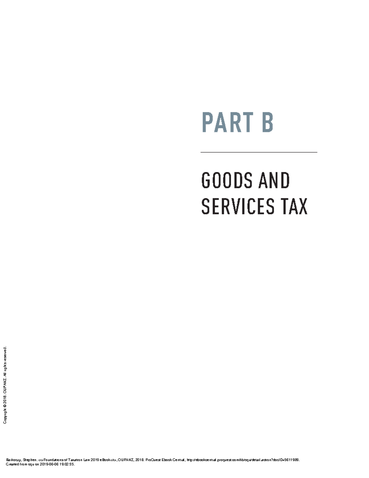 Foundations Of Taxation Law 2019 E Book - (Part B Goods And Services ...