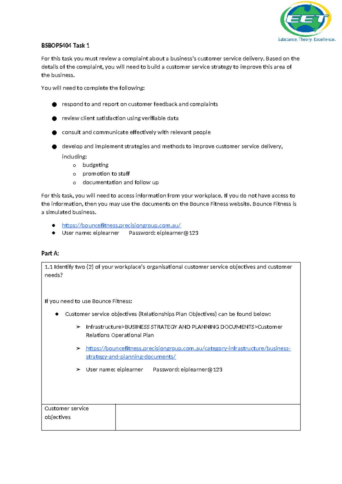 Bsbops 404 Task 1 - Assessment - BSBOPS404 Task 1 For This Task You ...