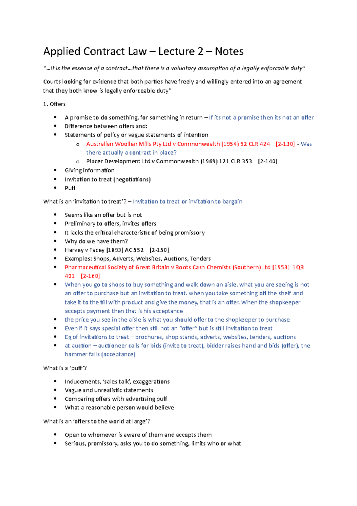 Lecture 2 Notes Applied Contract Law Applied Contract Law Lecture 2 Notes Is The Lecture 2 Notes Applied Contract Law Applied Contract Law Lecture 2 Notes Is The