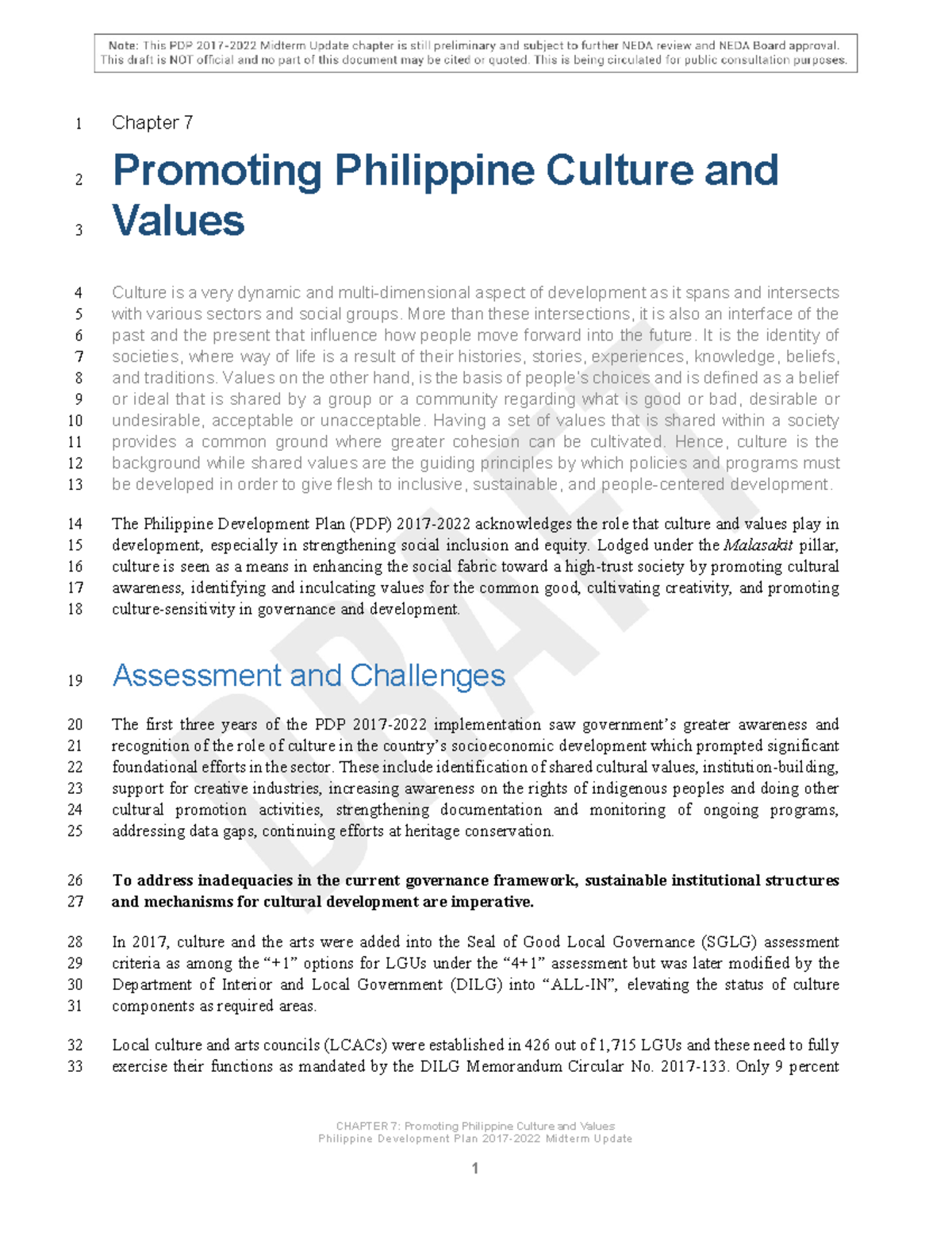 Draft Write up PDP Chapter 07 - CHAPTER 7: Promoting Philippine Culture ...