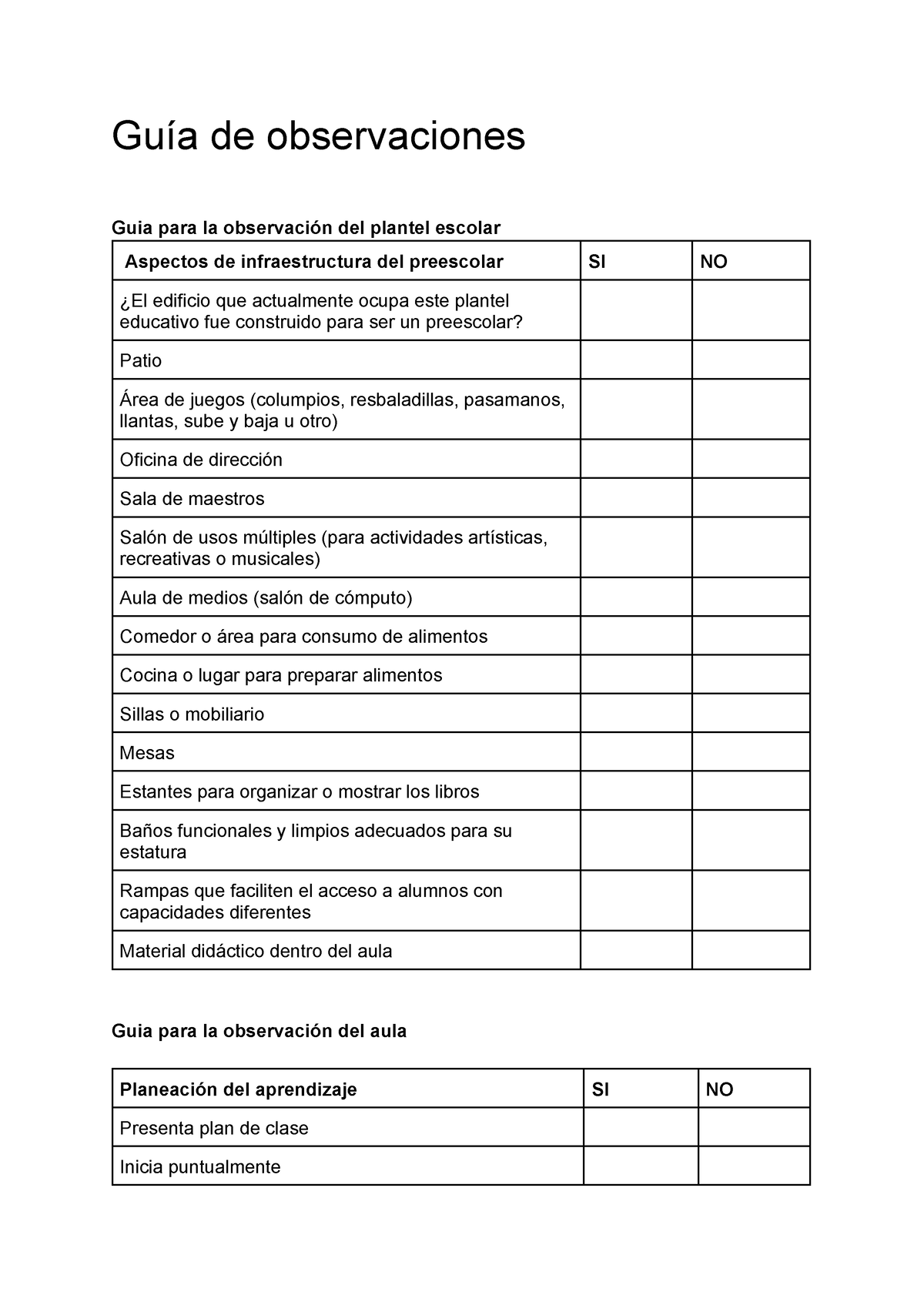 Guia Orientacion Educativa Guía De Observaciones Guia Para La Observación Del Plantel Escolar 2187