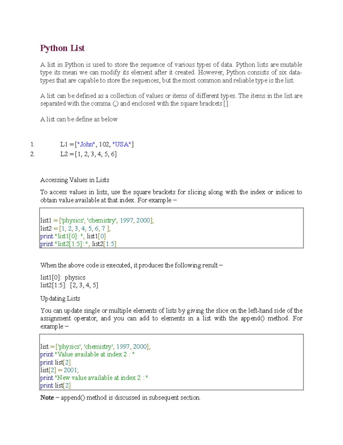 Python List and Arrays - mshacb cjnbi kkcbk kqkabck kcbakbas ...