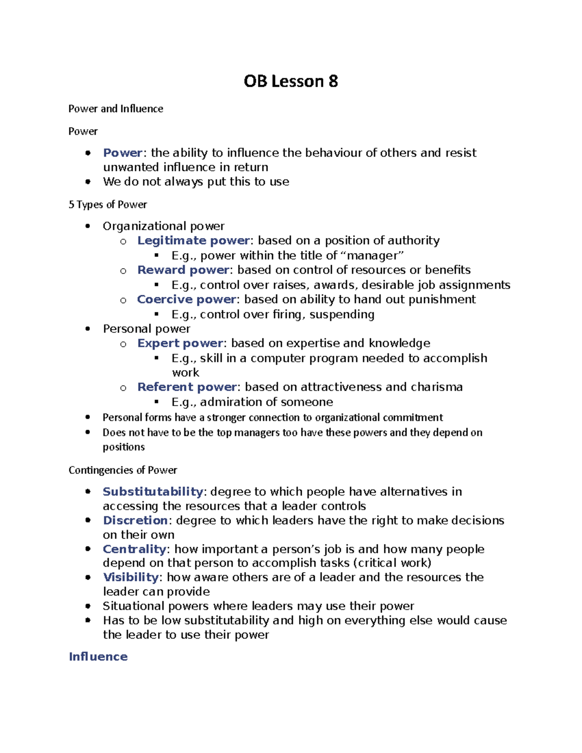 ob-lesson-8-ob-lesson-8-power-and-influence-power-power-the-ability