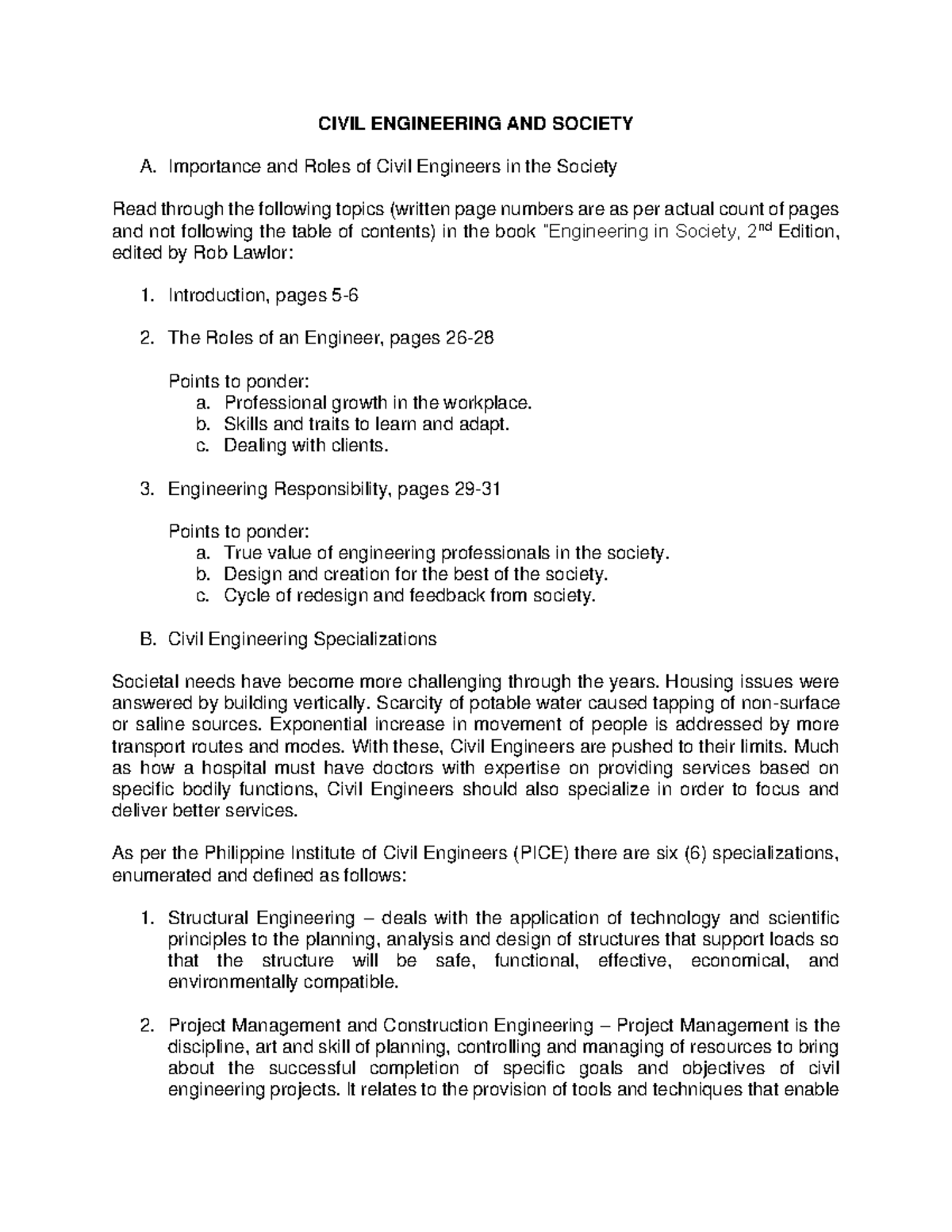 Civil Engineering AND Society - CIVIL ENGINEERING AND SOCIETY A ...