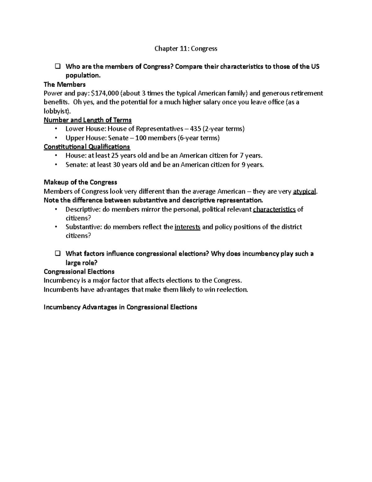 Chapter 11 Congress - Robert Hogan POLI 2051 - Chapter 11: Congress Q ...