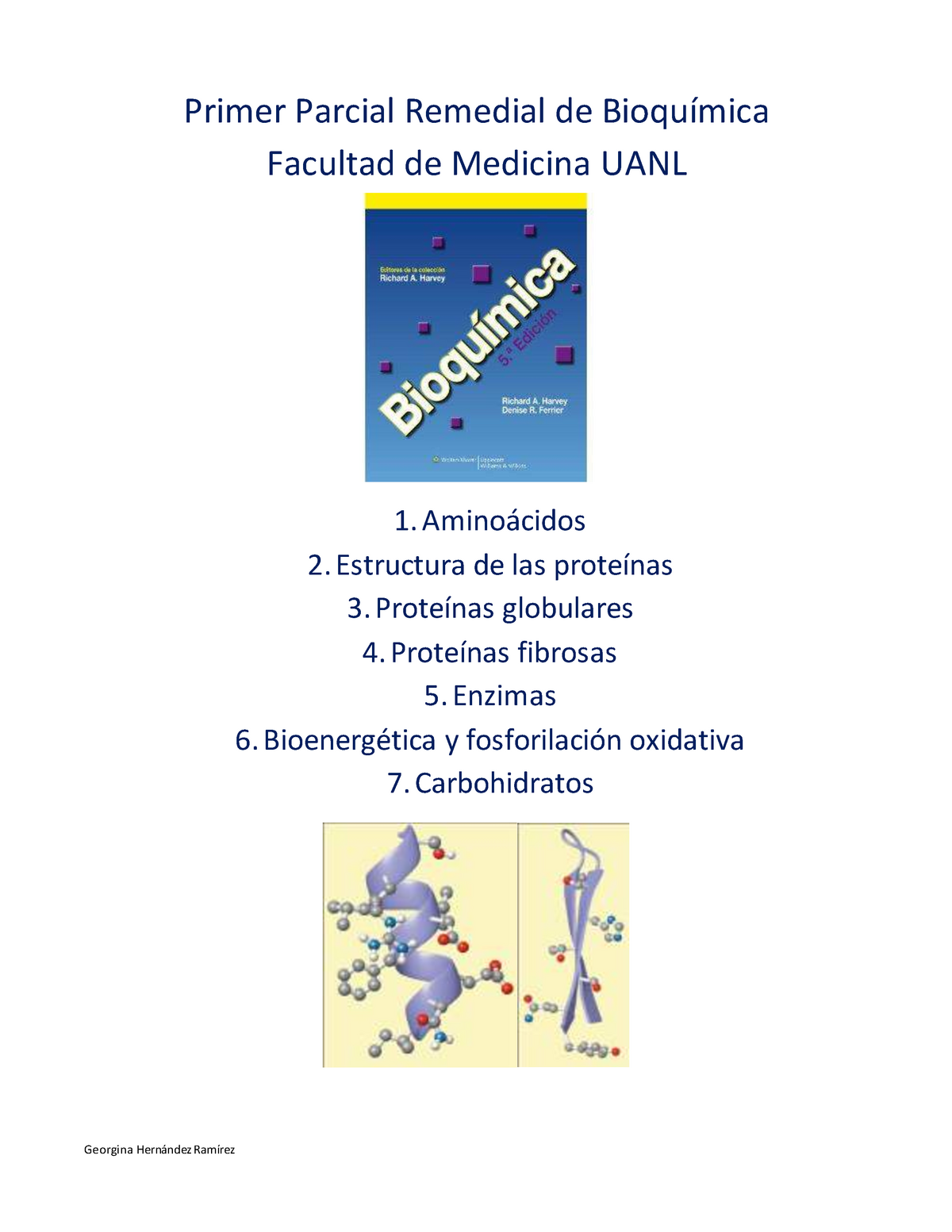 Guia Para Bioquimica Primer Parcial Primer Parcial Remedial De