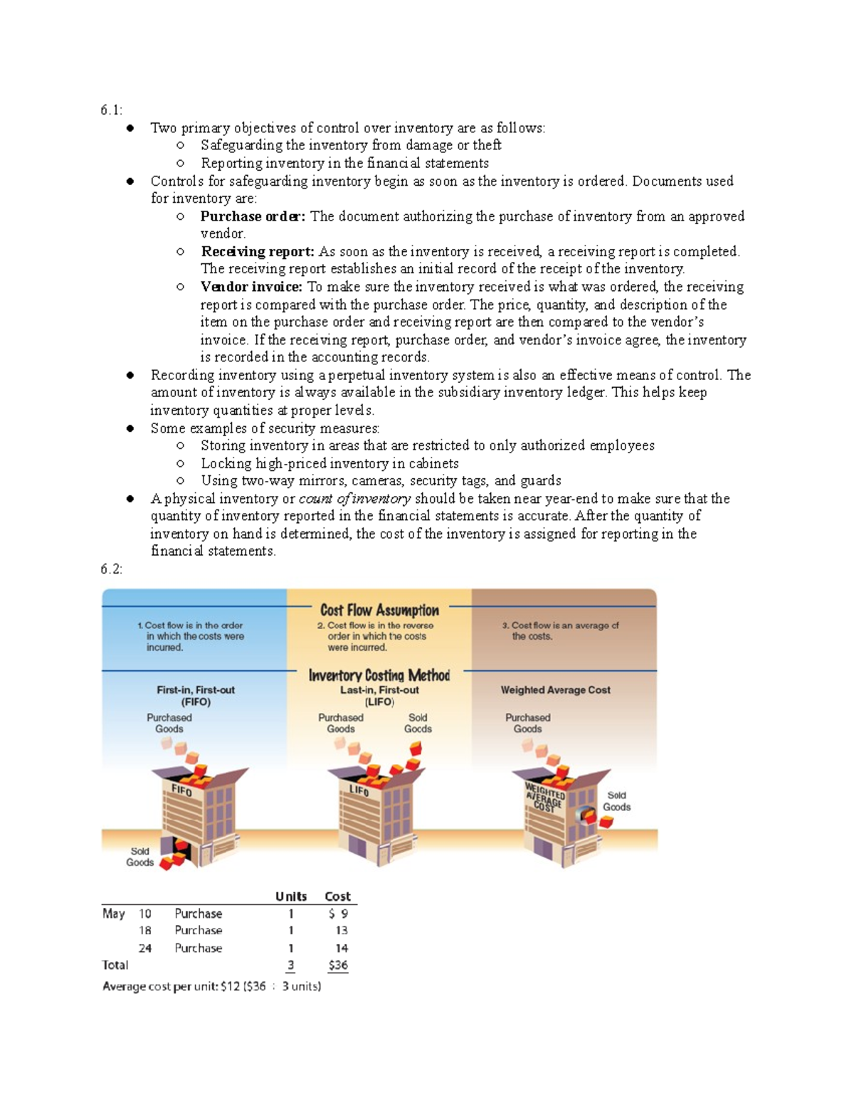 Ch 6 Notes - 6: Two Primary Objectives Of Control Over Inventory Are As ...