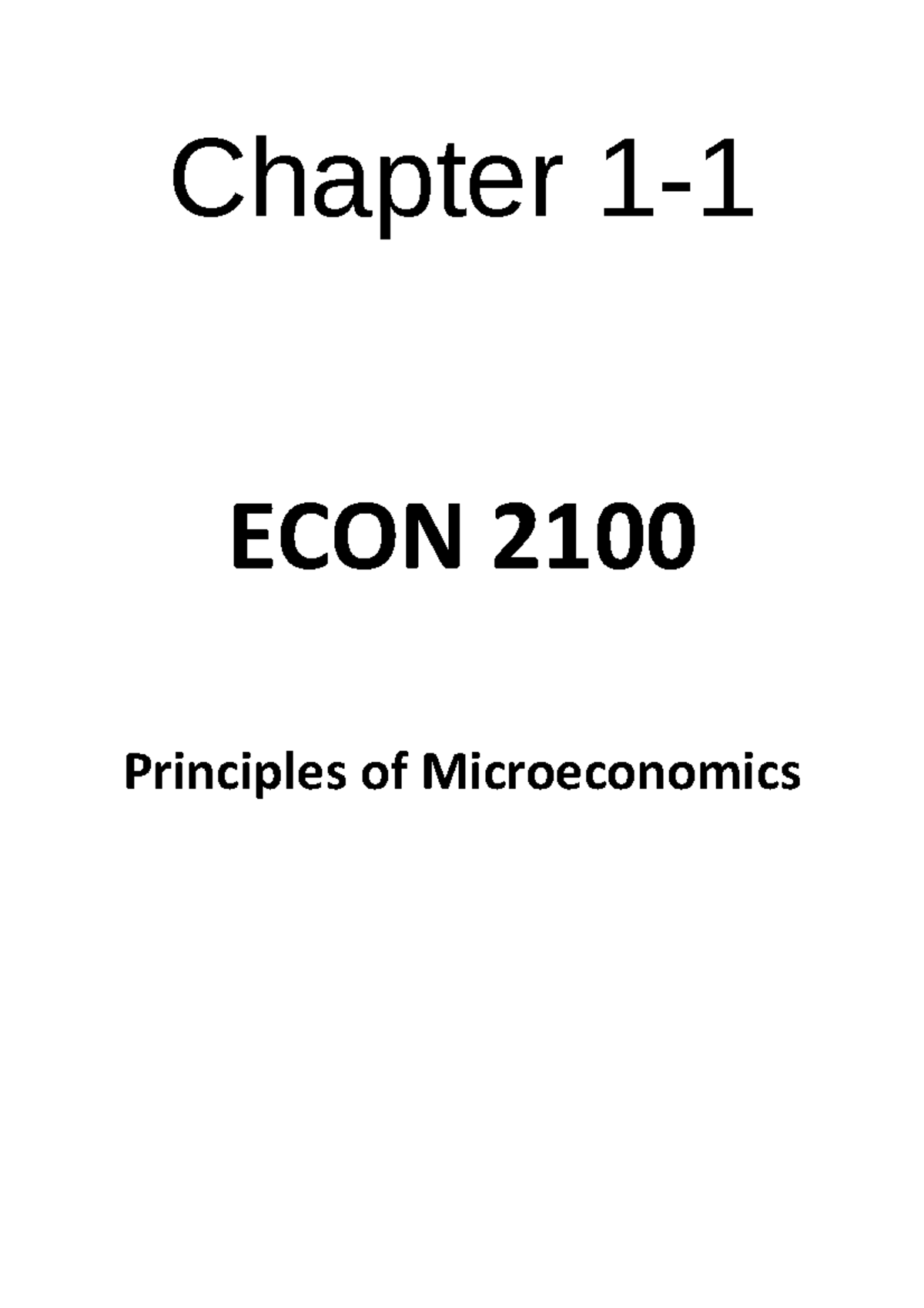 Lecture - 1, Microeconomics - ECON 2100 - BCIT - Studocu