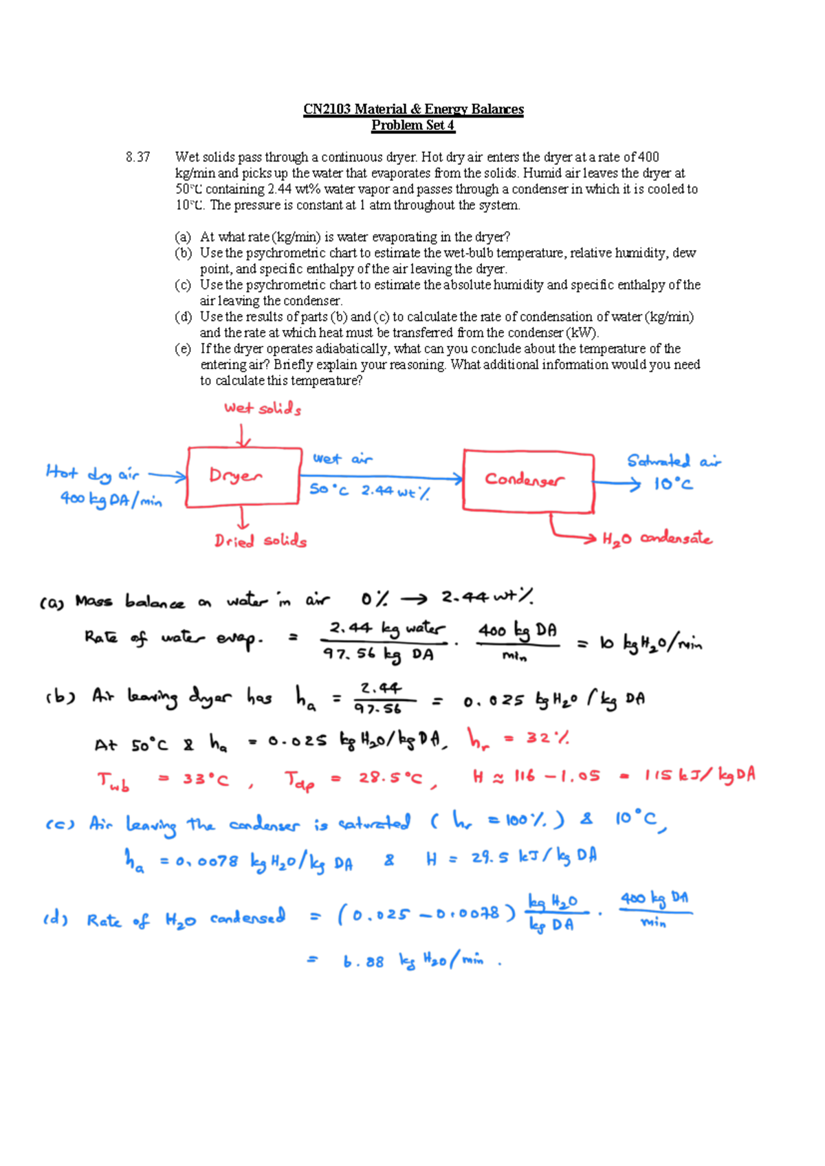Problem Set 4 Soln - Prof Loh work sheets. - CN2103 Material & Energy ...