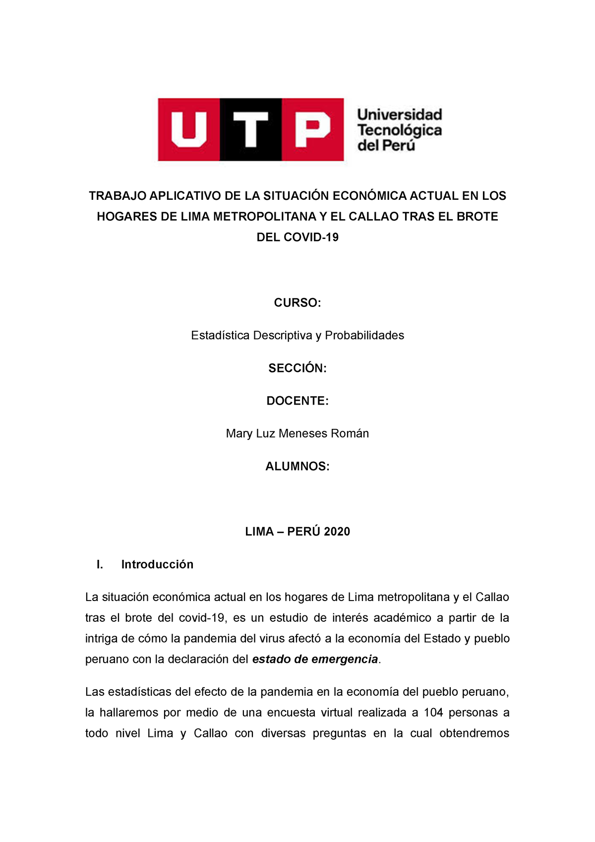 TRABAJO FINAL- ESTADISTICA DESCRIPTIVA Y PROBABILIDADES - Estadistica ...