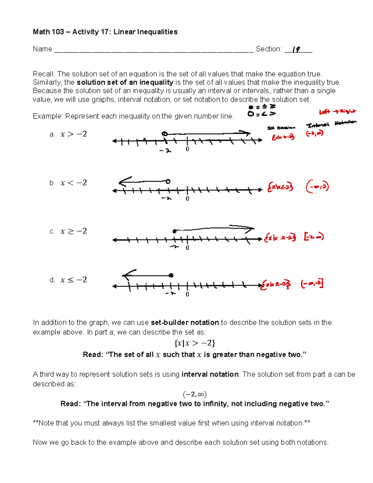 Activity+17+-+Linear+Inequalities - Math 103 – Activity 17: Linear ...