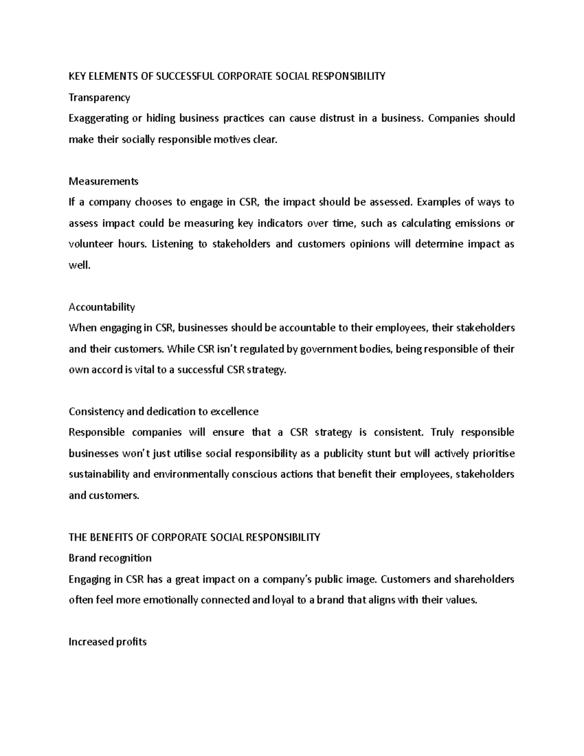 CSR BAKI GULO - one of the best Note - KEY ELEMENTS OF SUCCESSFUL ...