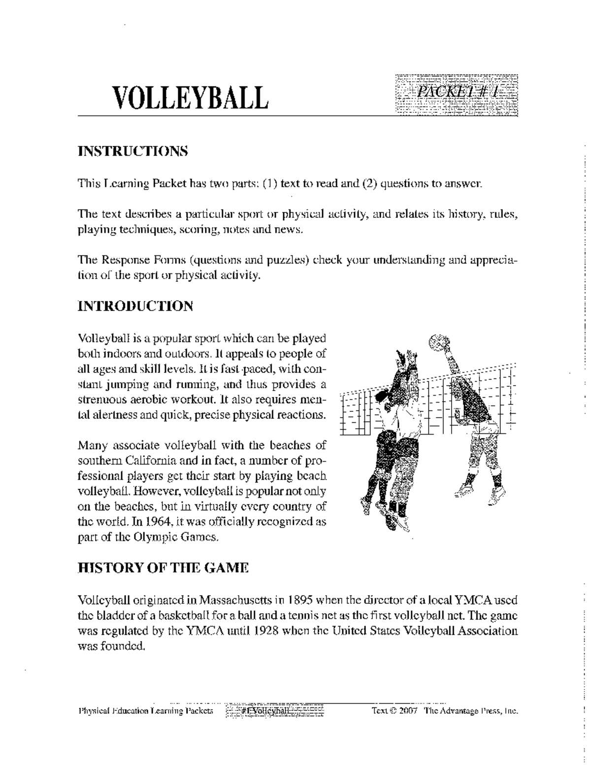Volleyball Packet Studocu