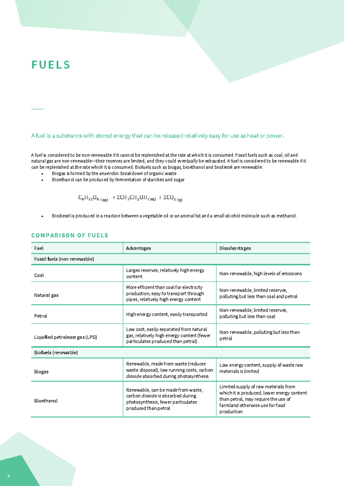 Unit 3 Notes- Fuels and Stoich - F U E L S _____ A fuel is a substance ...