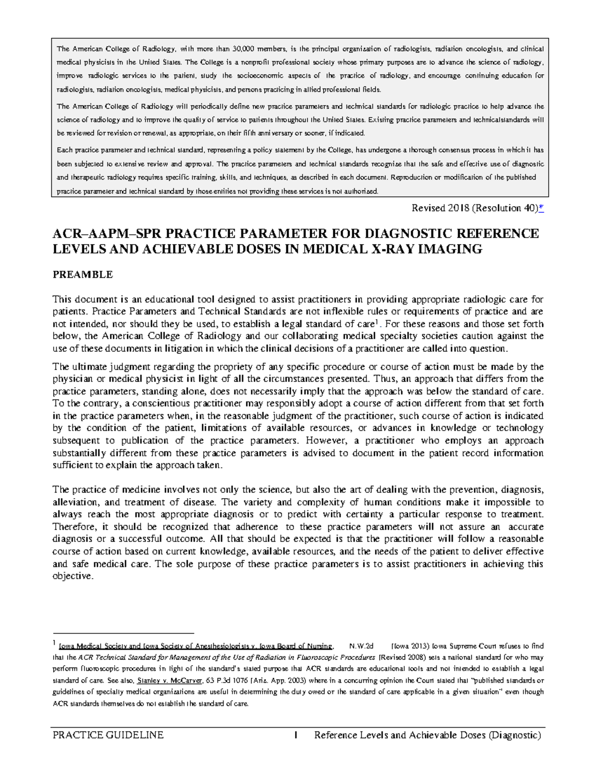 Diag-Ref-Levels Colegio Americano de Radiologia - Revised 2018 ...