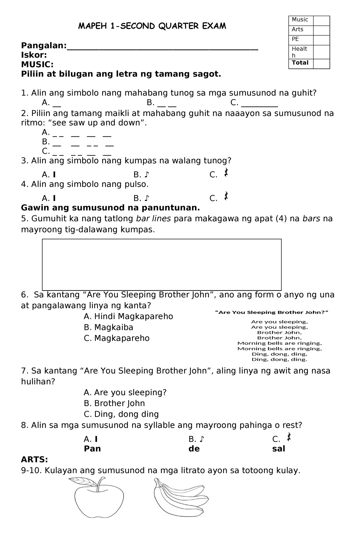 Mapeh 1 2nd Quarter Edited MAPEH 1 SECOND QUARTER EXAM Studocu   Thumb 1200 1835 