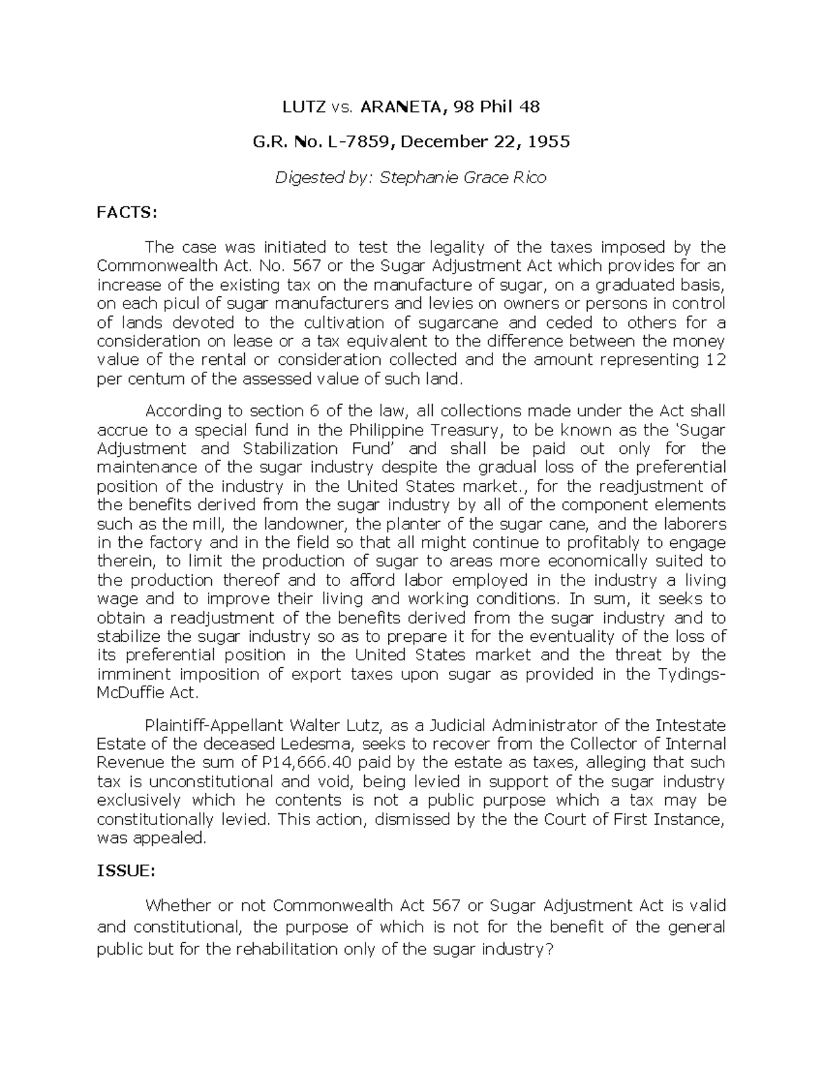 6.LUTZ vs. 98 Phil 48RICO LUTZ vs. 98 Phil 48 G