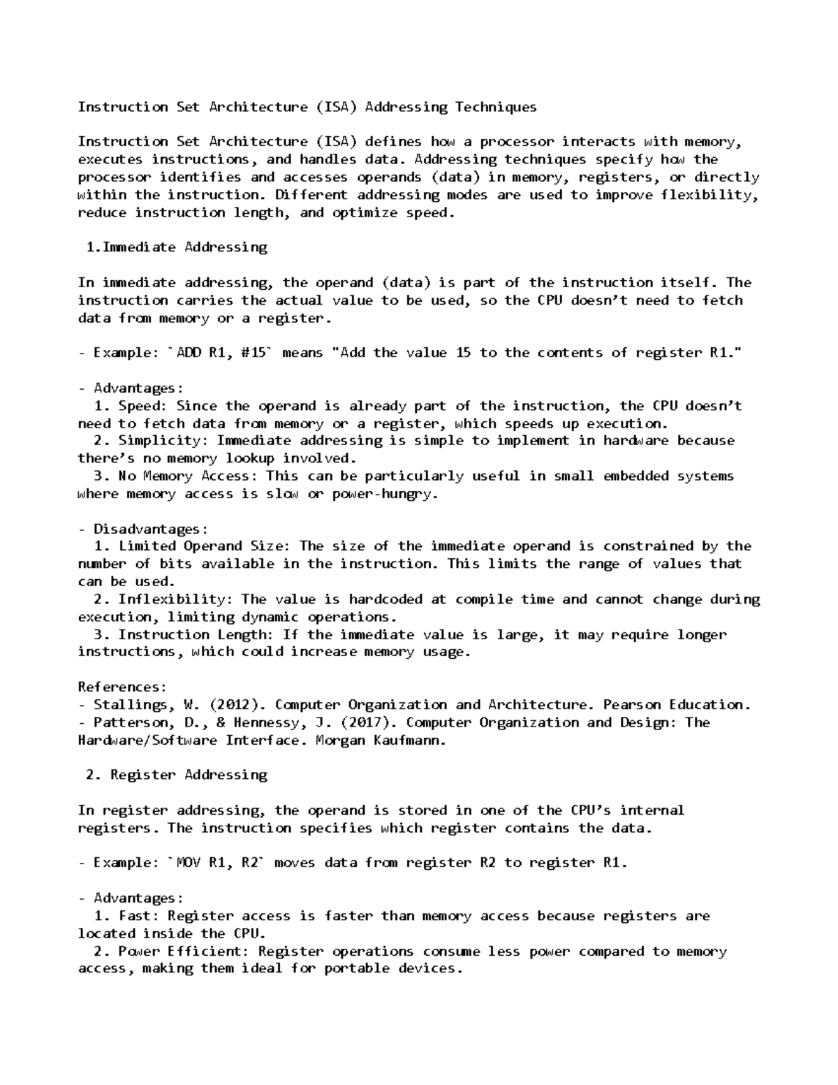 Computer Organization Assignment - Instruction Set Architecture (ISA ...