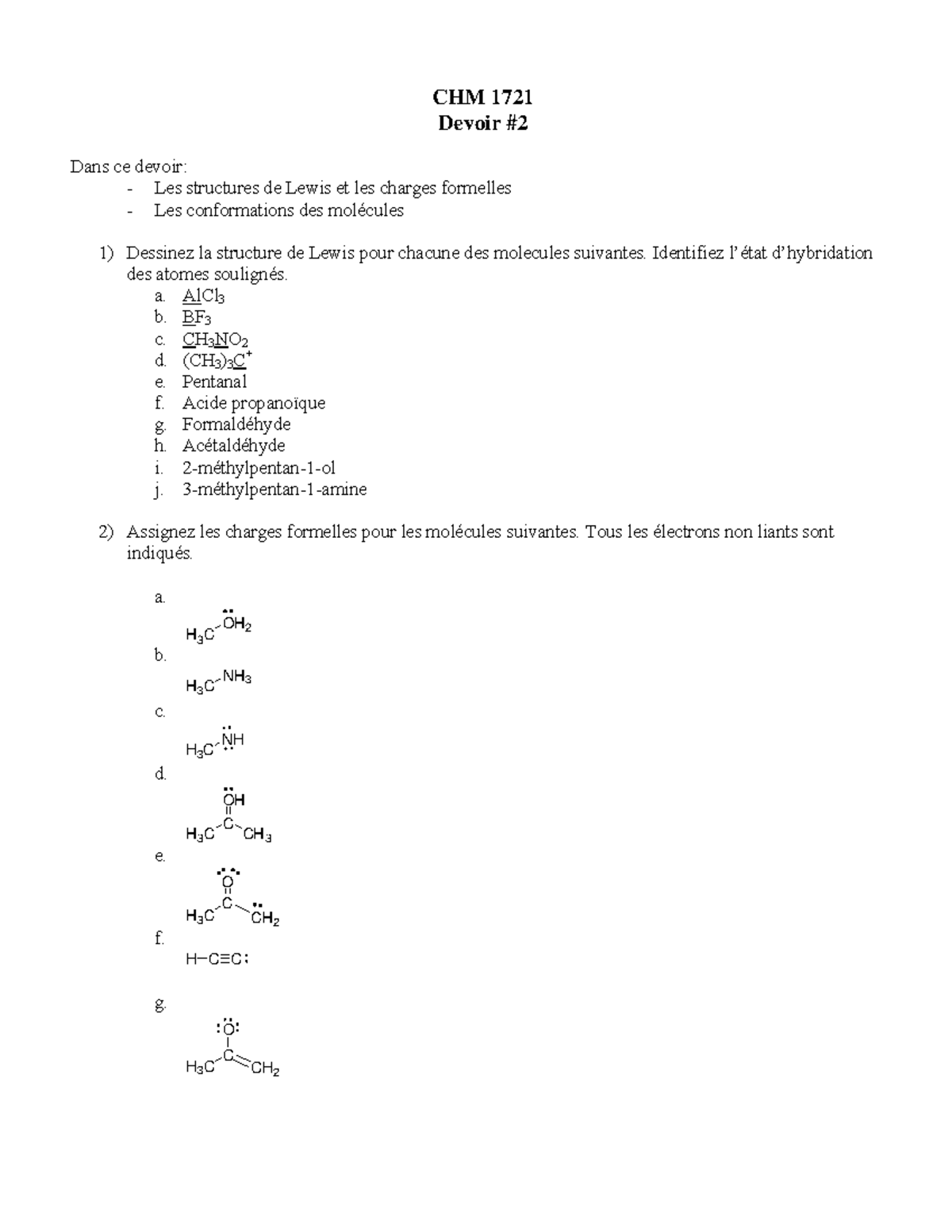 CHM1721-Devoir 2-Lewisstructuresabrgesconformations 2024-01-13 20 32 05 ...