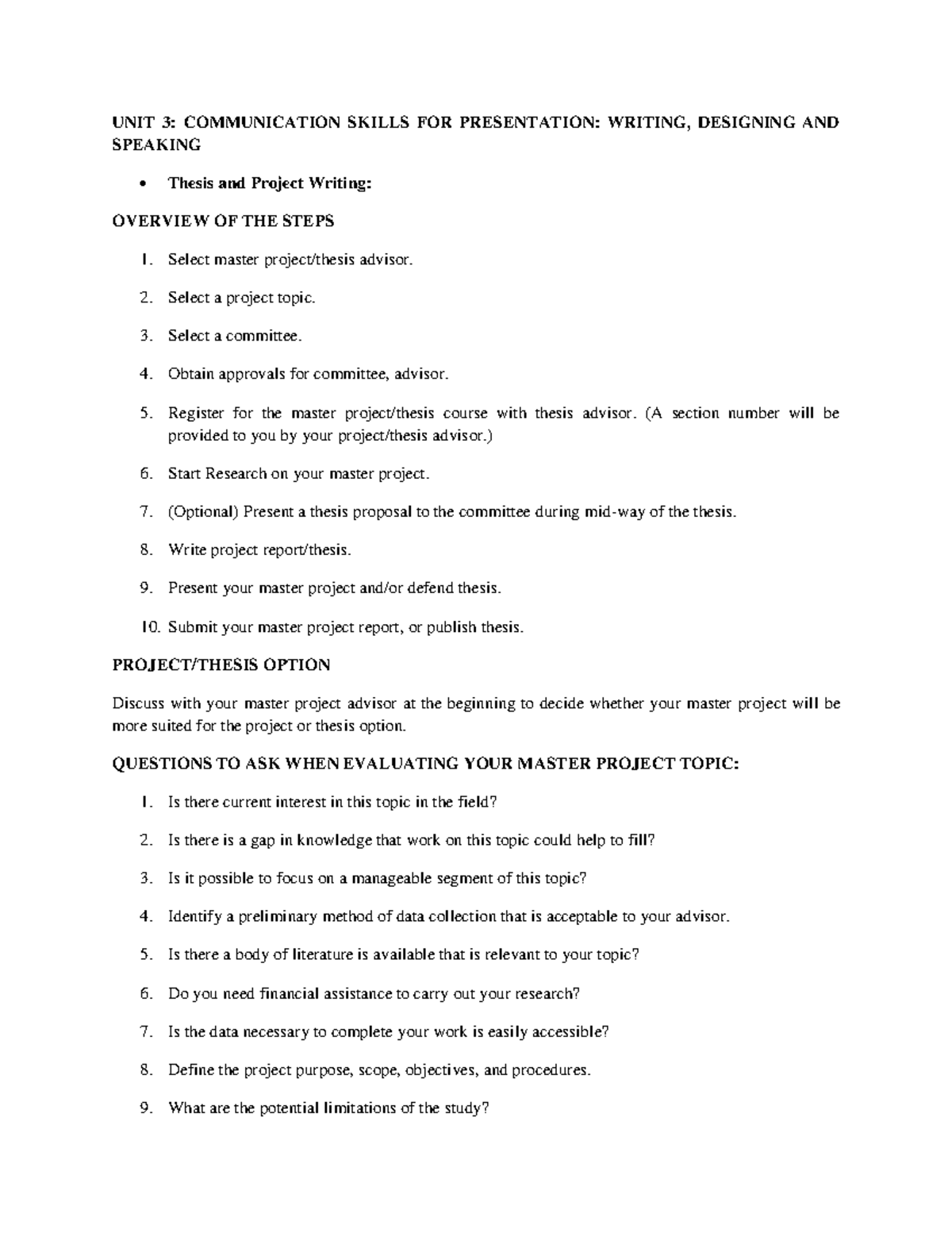 TC UNIT- 3 i - Notes - UNIT 3: COMMUNICATION SKILLS FOR PRESENTATION ...