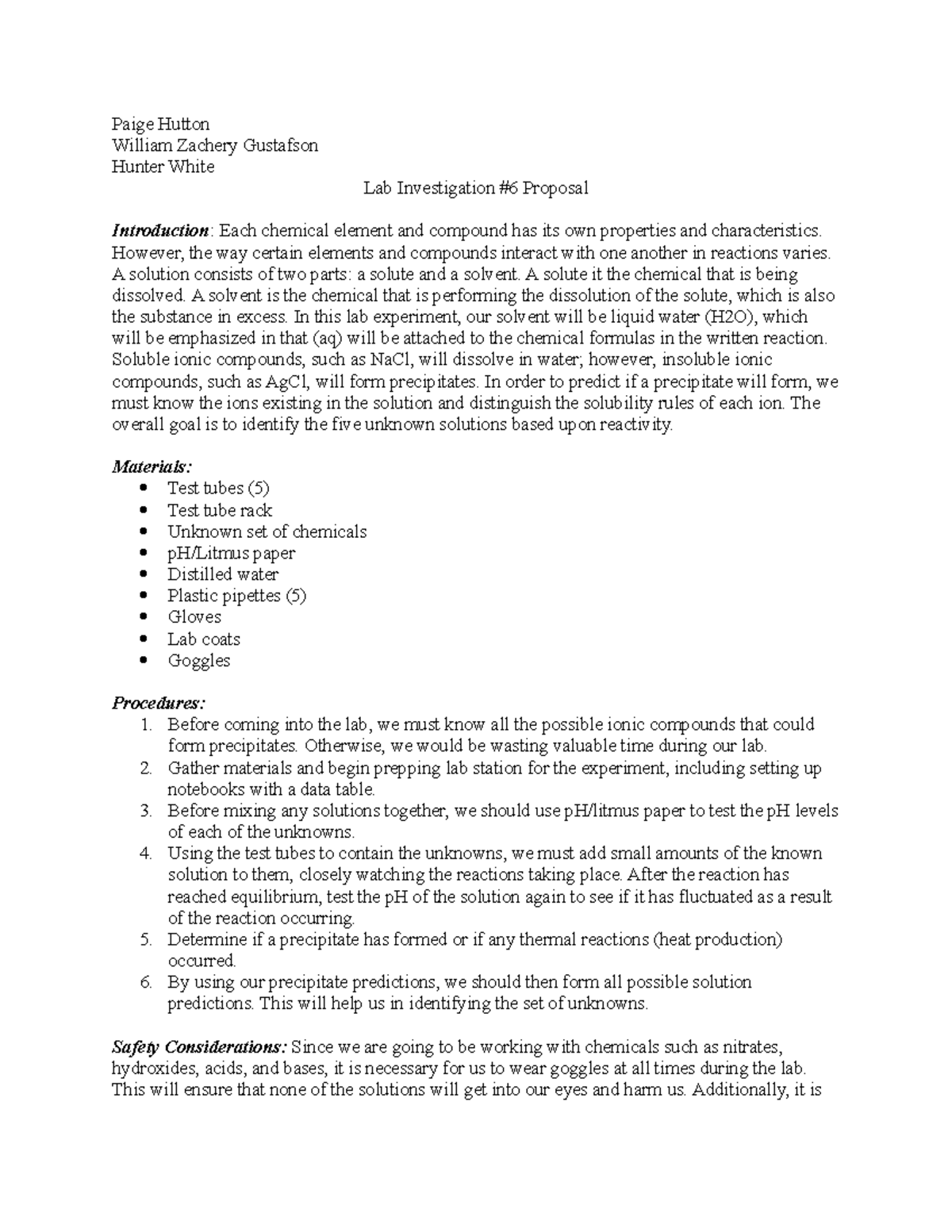 Group 3 Lab #6 Proposal - Paige Hutton William Zachery Gustafson Hunter ...