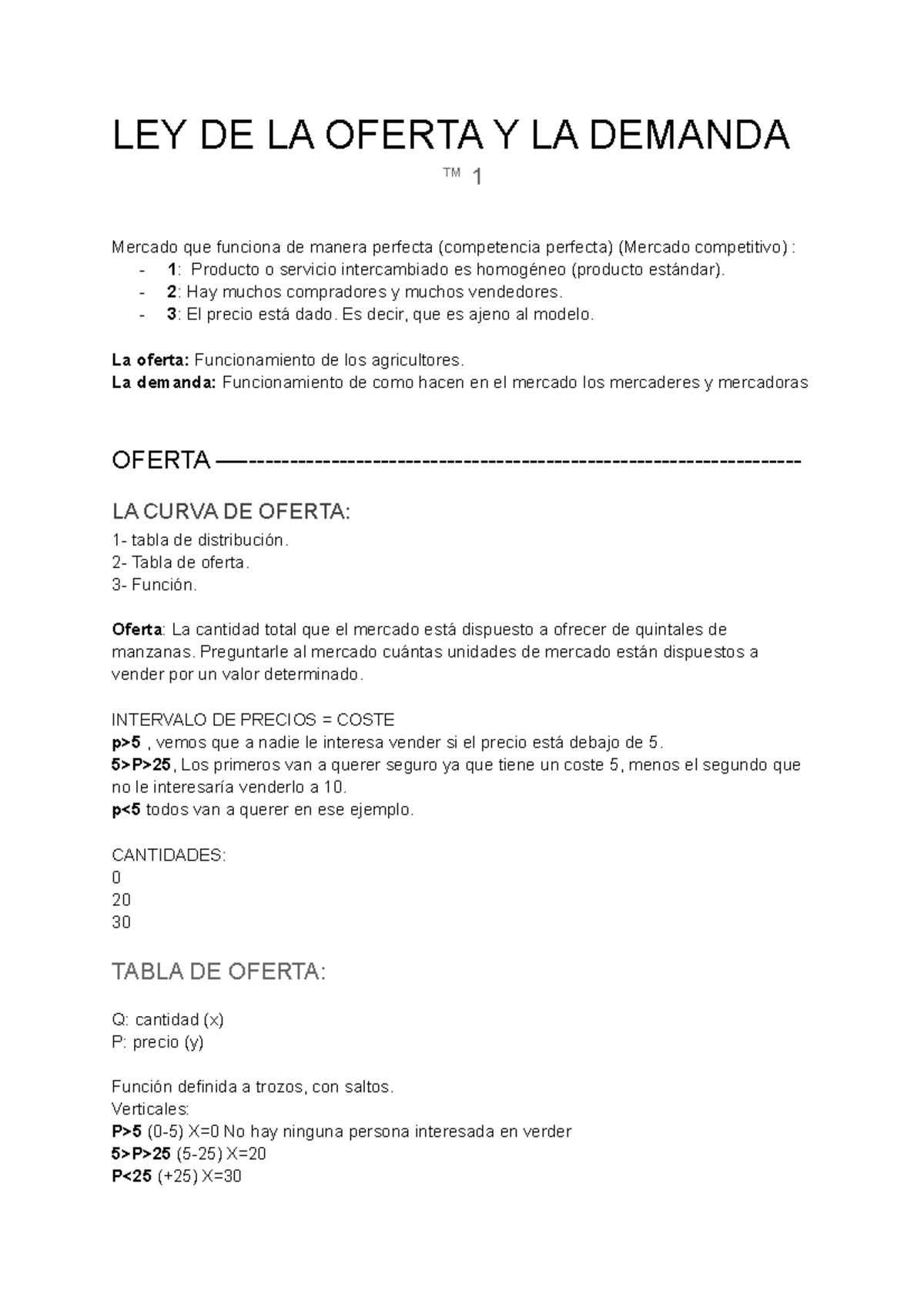 LEY DE LA Oferta Y LA Demanda - LEY DE LA OFERTA Y LA DEMANDA ™ 1 ...