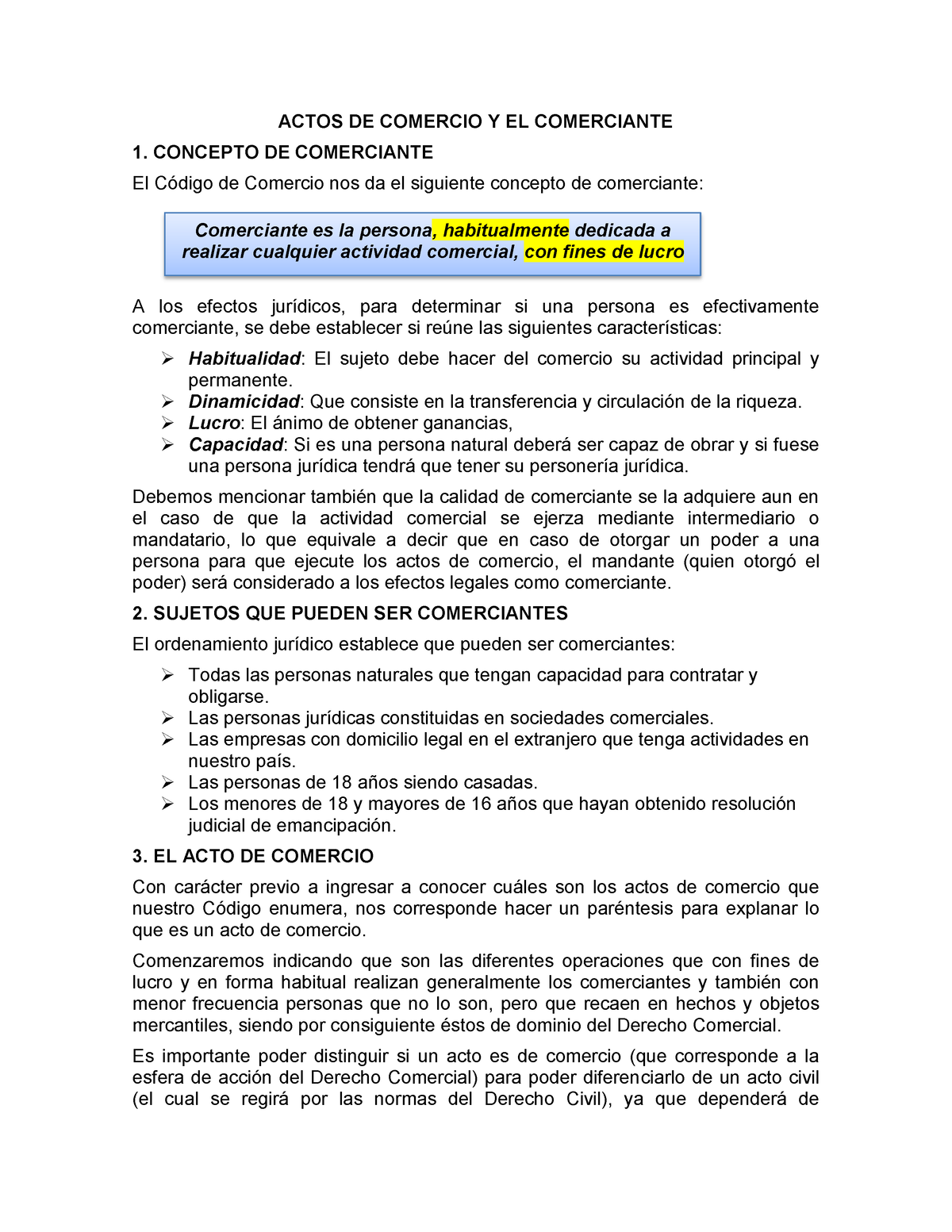 Actos Del Comercio Y Comerciante - ACTOS DE COMERCIO Y EL COMERCIANTE 1 ...