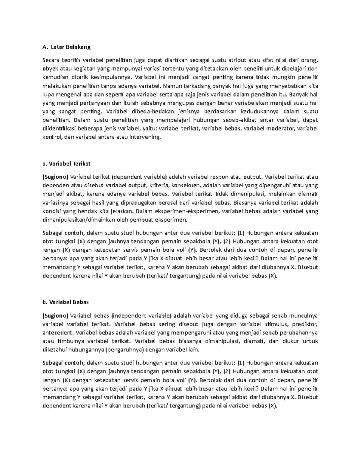 Contoh variable 1 - for us all - A. Latar Belakang Secara teoritis ...