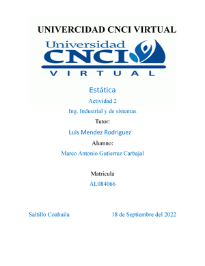 Actividad 1 - Ejercicios De Estatica - UNIVERSIDAD CNCI VIRTUAL ...