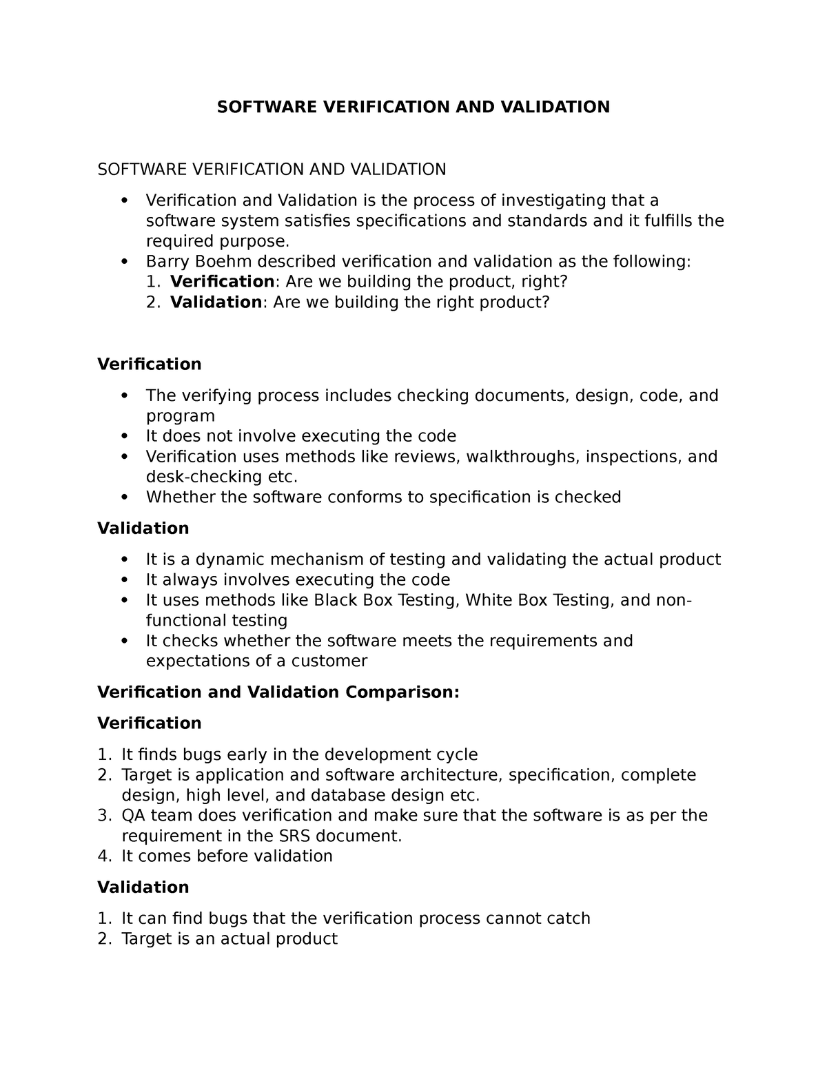 Software Verification And Validation - SOFTWARE VERIFICATION AND ...