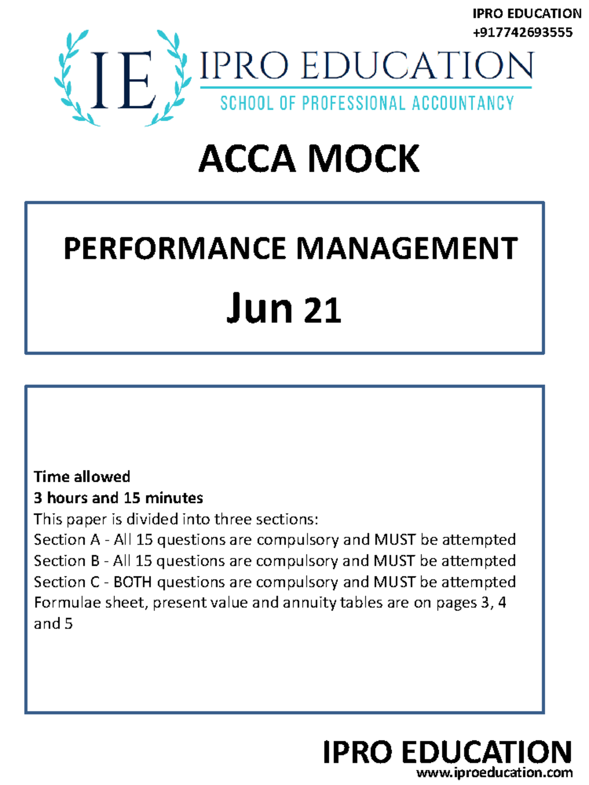 F5 PM Jun21 mock 1 - This is a mock for F5 for June 2021 - Time allowed ...