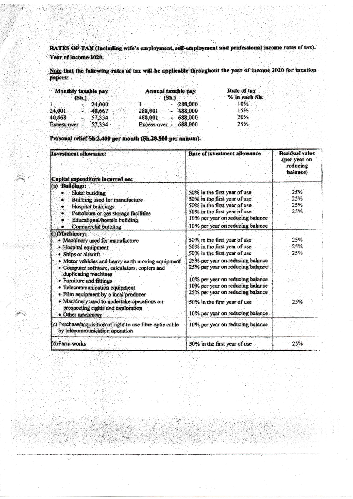 BAC 400 Rates Tax laws and practice Studocu